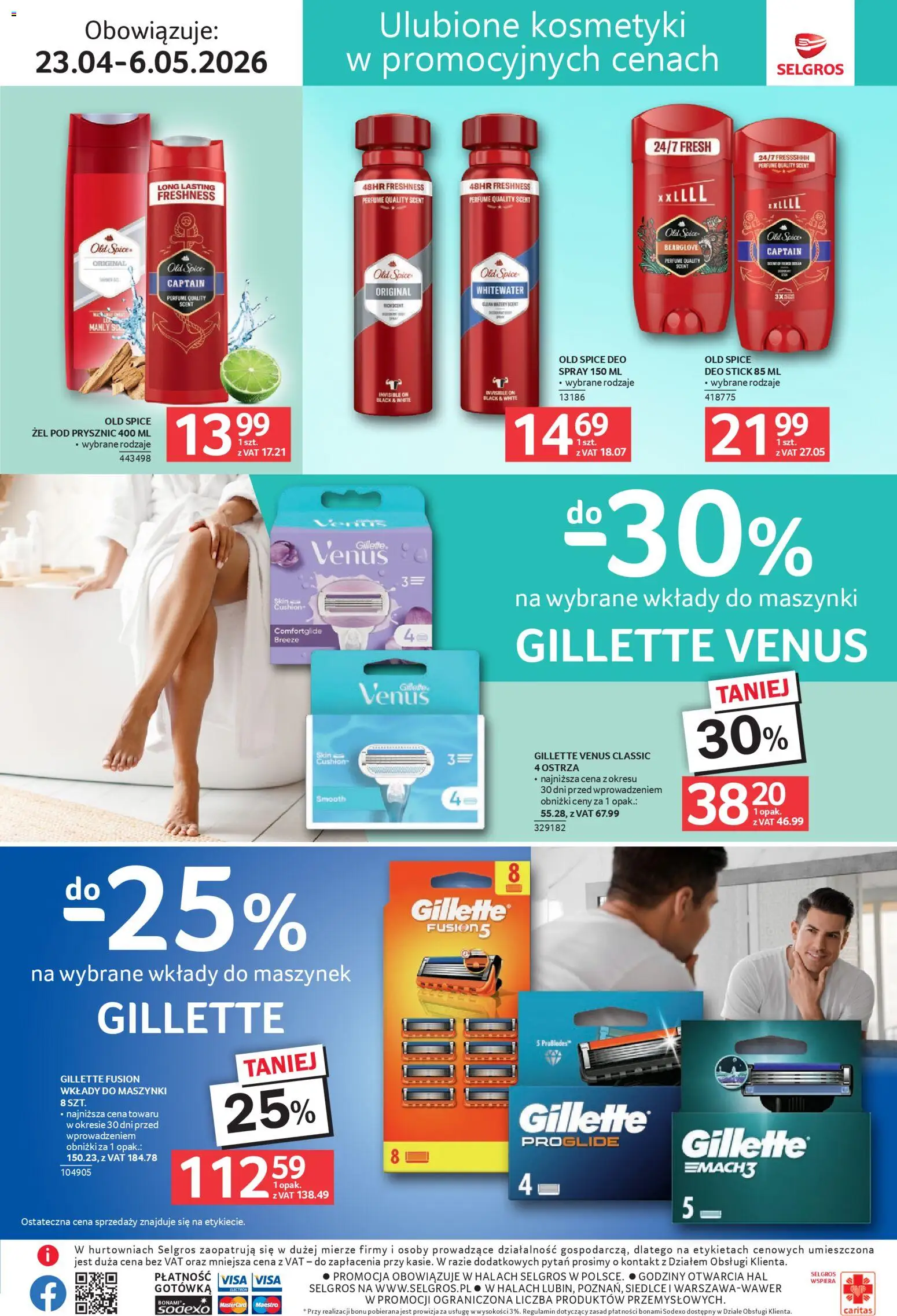 Selgros cash&carry gazetka - Uroda od 23.04.2026 | Strona: 13 | Produkty: Gillette, Kosmetyki, Prysznic, Old spice