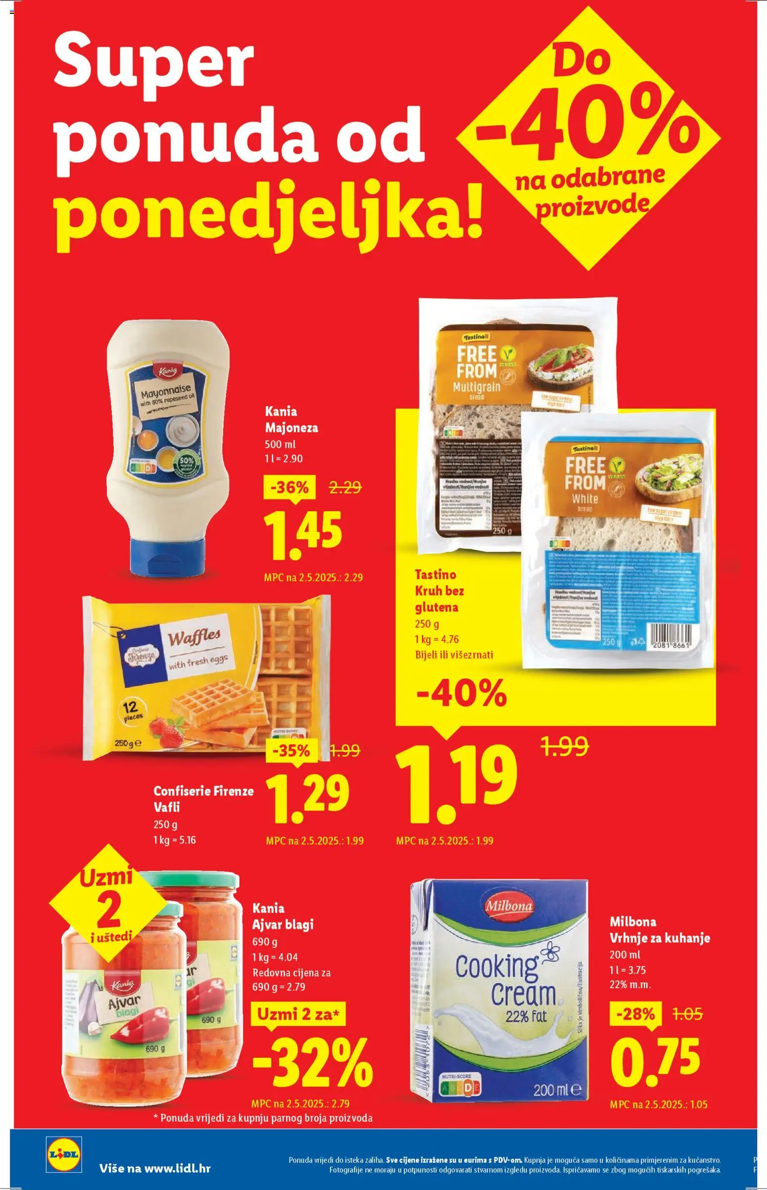 Lidl katalog | vrijedi od 03.11.2025 | Stranica: 2 | Proizvodi: Vrhnje za kuhanje, Kruh, Ajvar, Majoneza