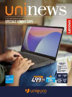 Anteprima del volantino Unieuro Lenovo Days catalogo valido a partire dal 15.12.2025