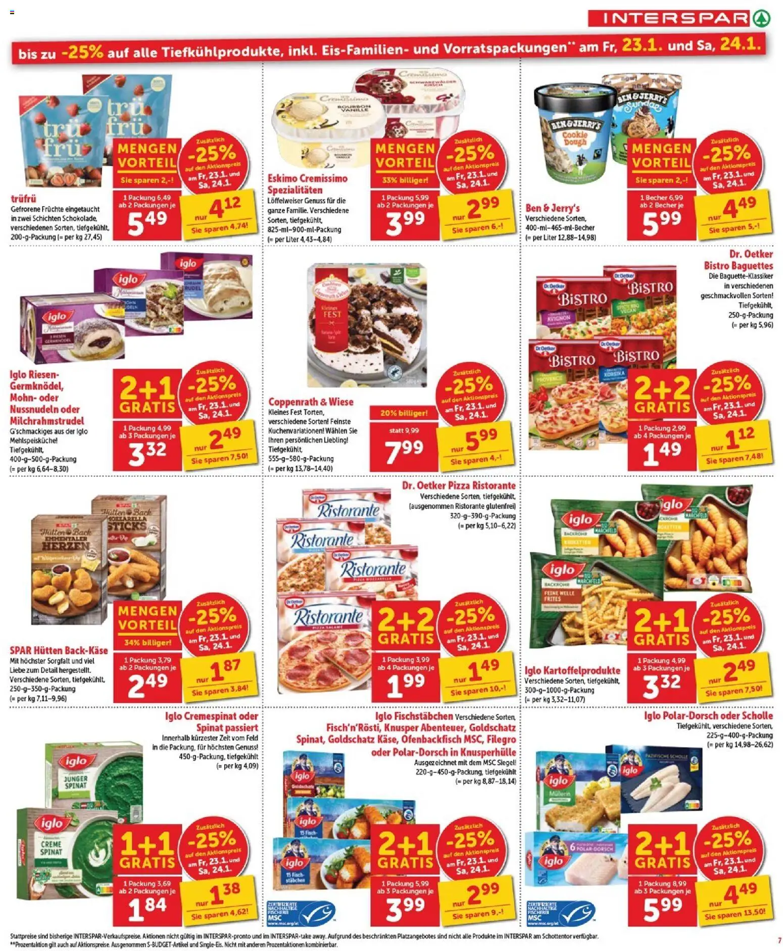 Interspar Flugblatt - Burgenland gültig ab 22.01.2026 | Seite: 7 | Produkte: Creme, Pizza, Fisch, Bourbon