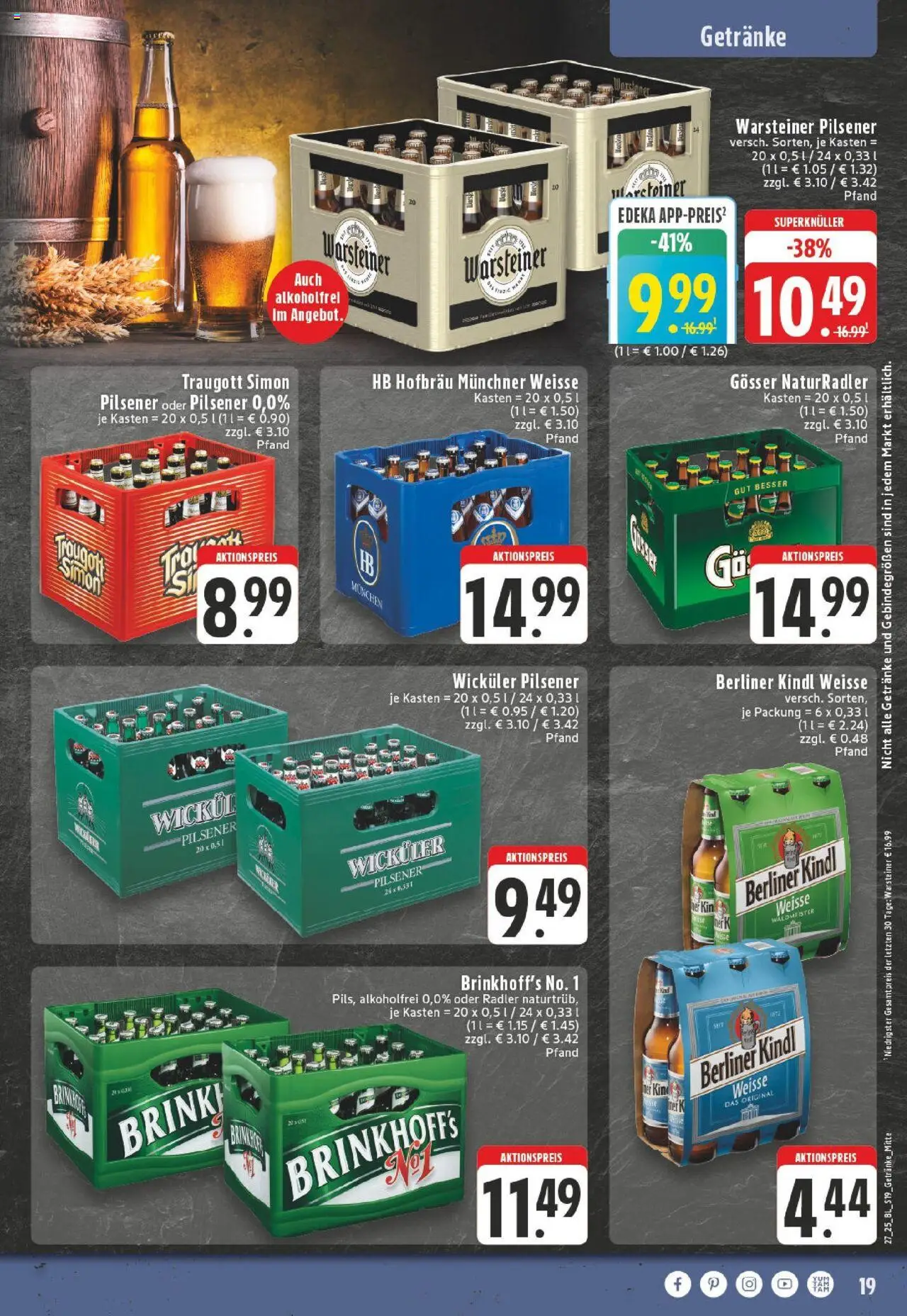 Edeka prospekt Hagen-Fley	 - gültig ab dem 29.06.2025 | Seite: 19 | Produkte: Berliner, Radler, Warsteiner