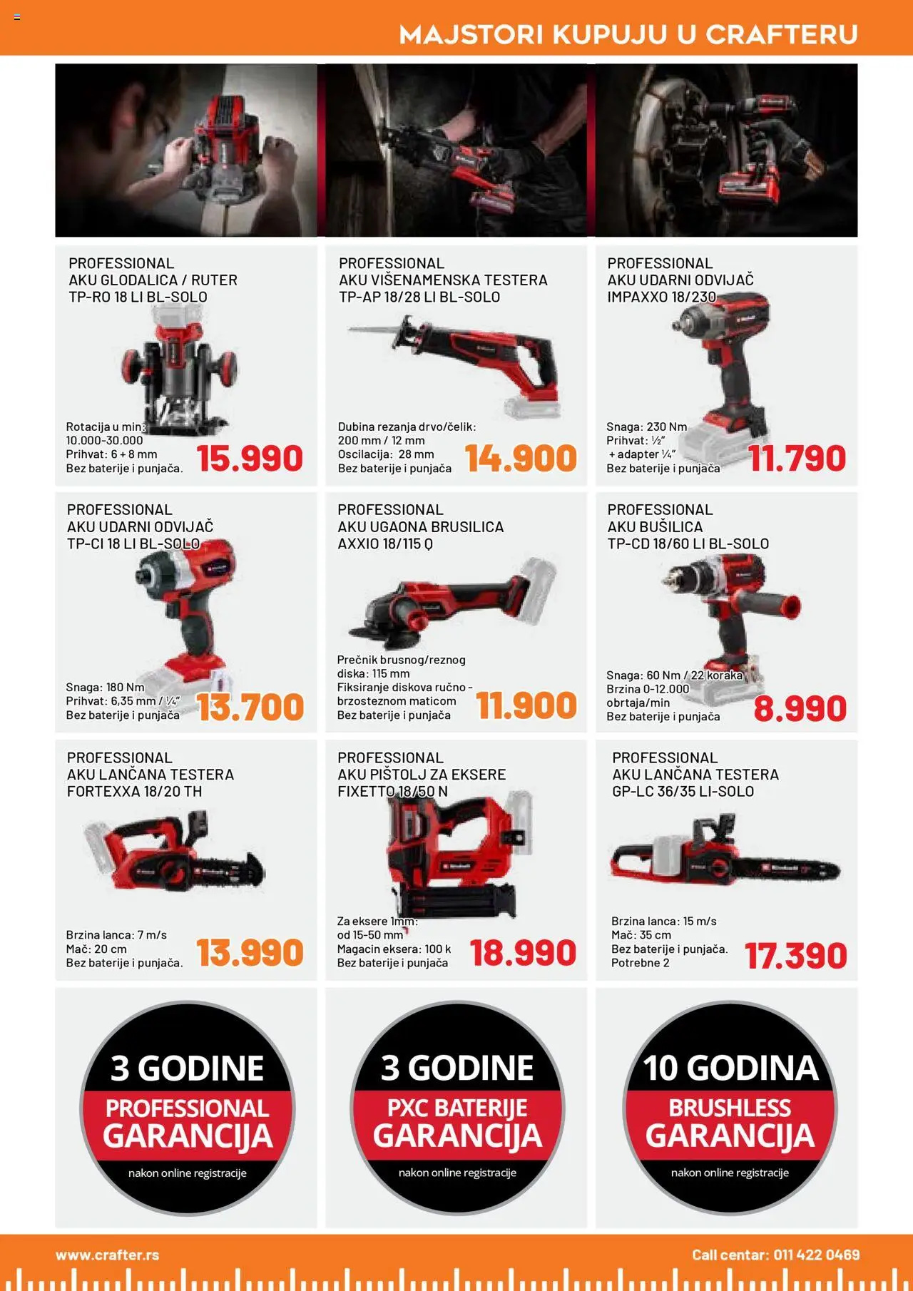 Crafter katalog - važi od 15.09.2025 | Strana: 9 | Proizvode: Ugaona brusilica, Brusilica, Adapter, Bušilica