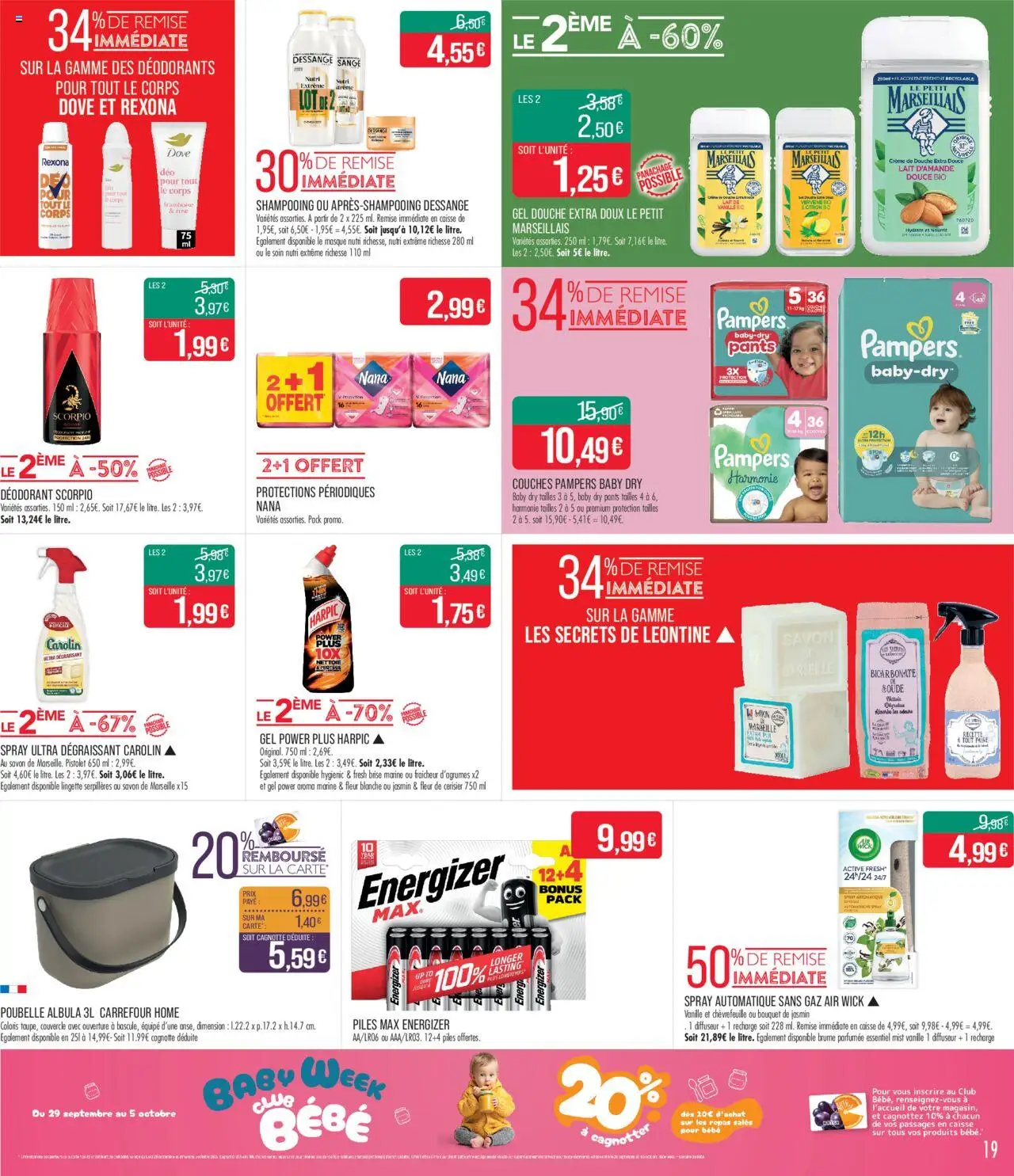  | Page: 19 | Produits: Pampers, Masque, Déodorant, Lait