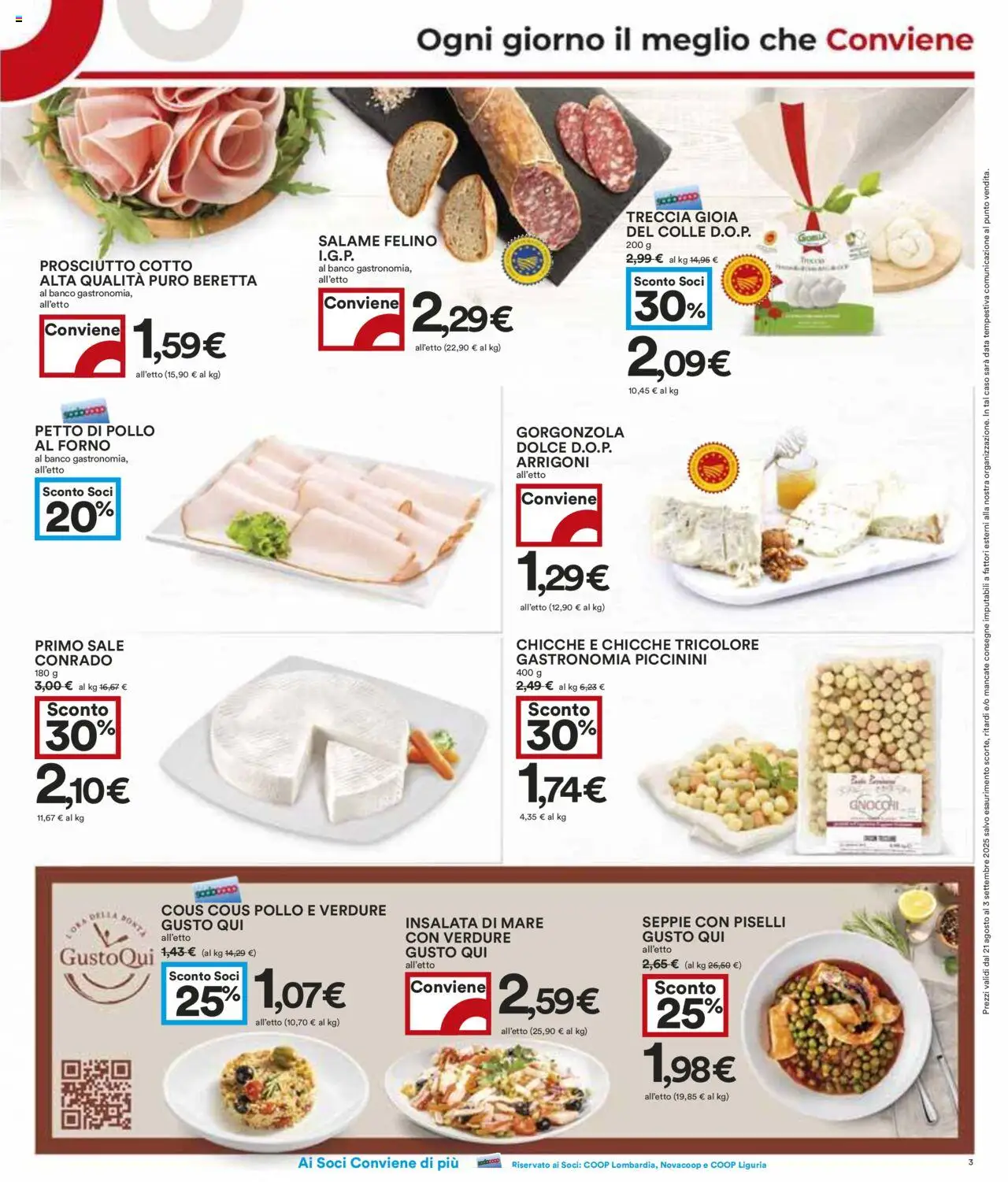 Volantino COOP del 21.08.2025 | Pagina: 3 | Prodotti: Sale, Data, Forno, Gorgonzola