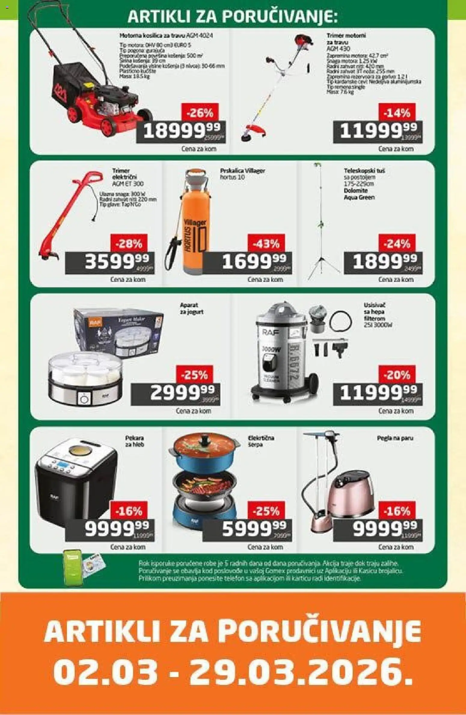 Gomex katalog - važi od 02.03.2026 | Strana: 1 | Proizvode: Telefon, Jogurt, Hleb, Trimer
