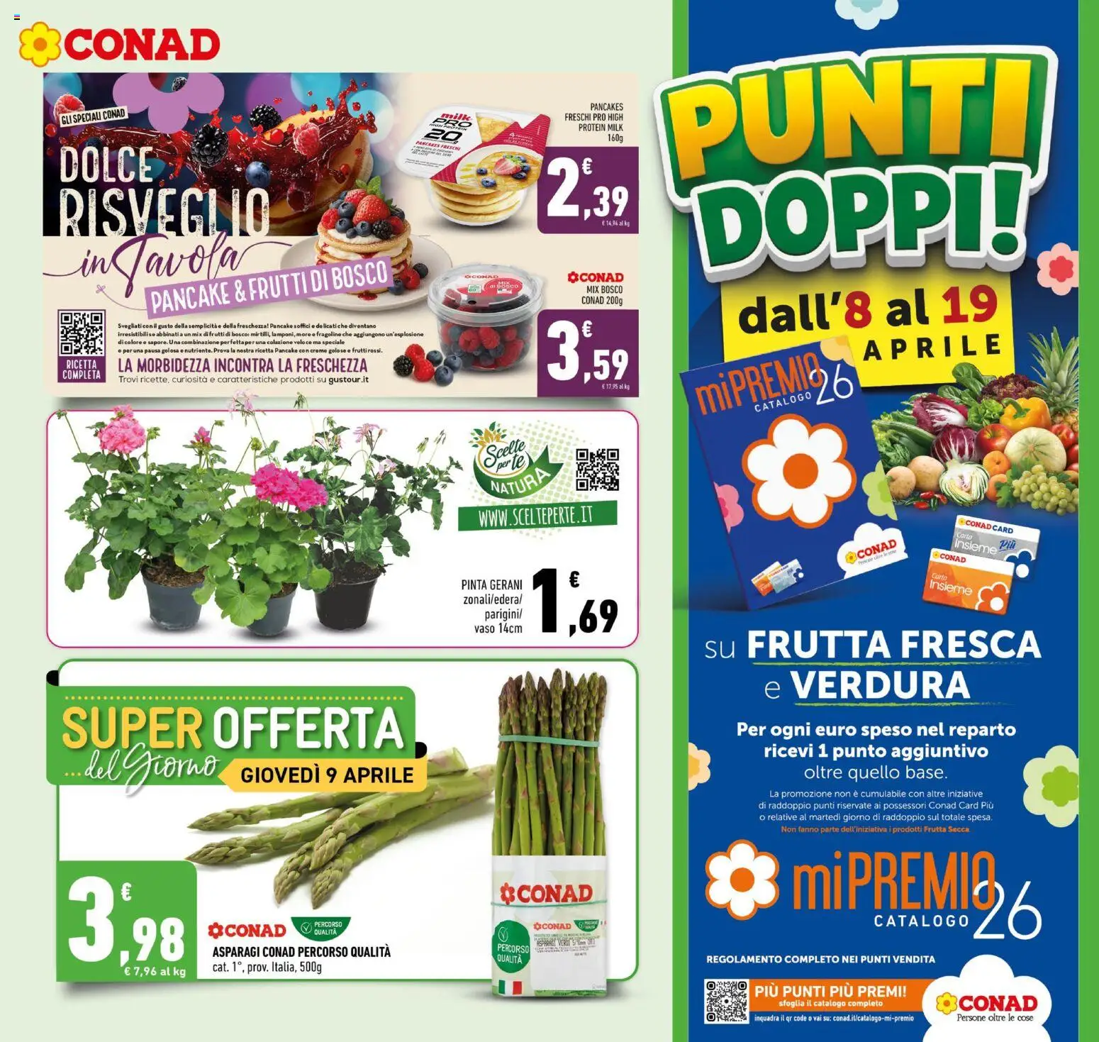 Volantino Conad del 08.04.2026 | Pagina: 3 | Prodotti: Frutta, Forno, Gerani, Vaso