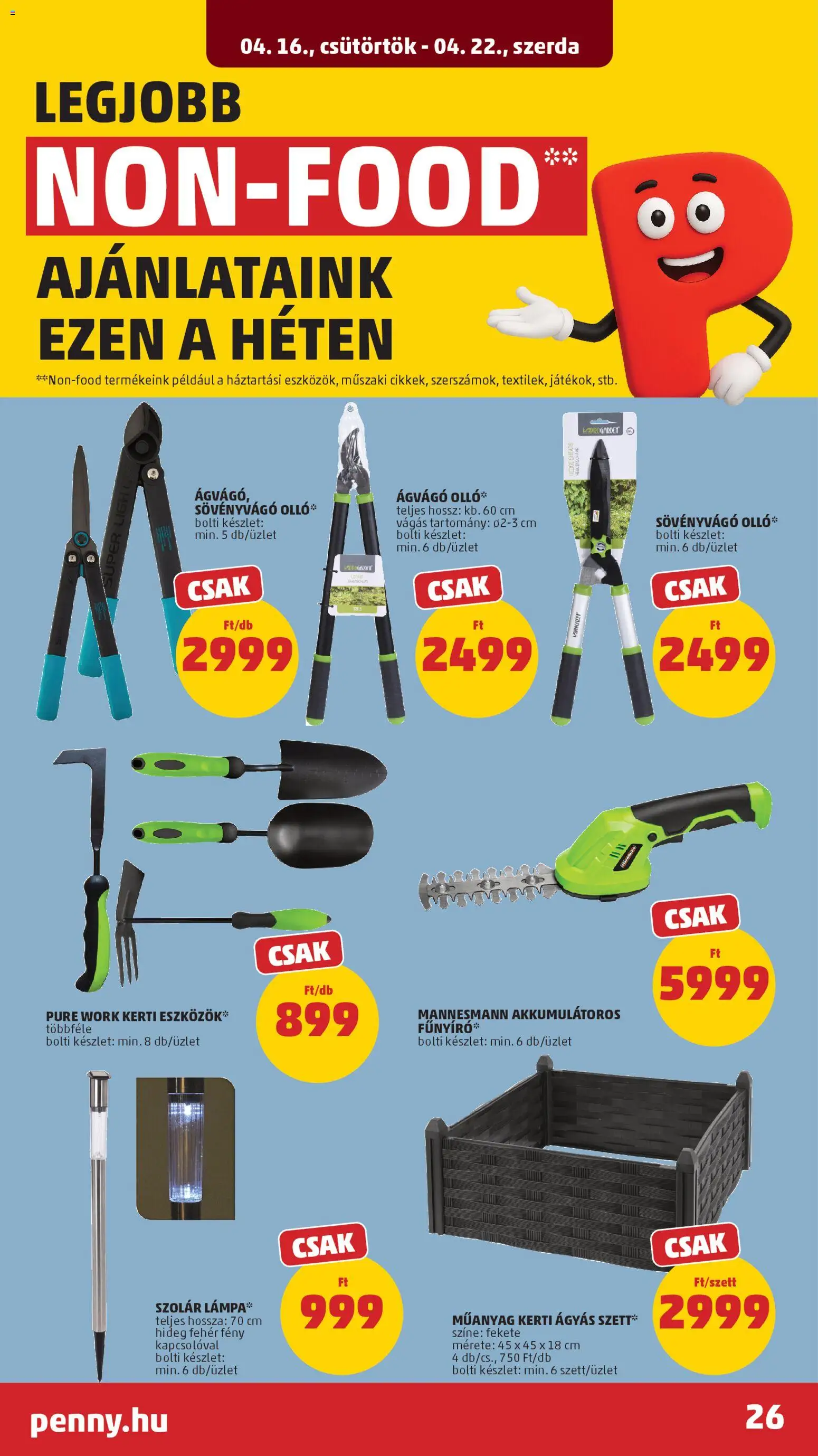 PENNY akciós ujság - amely érvényes a következő dátumtól: 16.04.2026 | Oldal: 30 | Termékek: Fűnyíró, Sövényvágó, Ágvágó