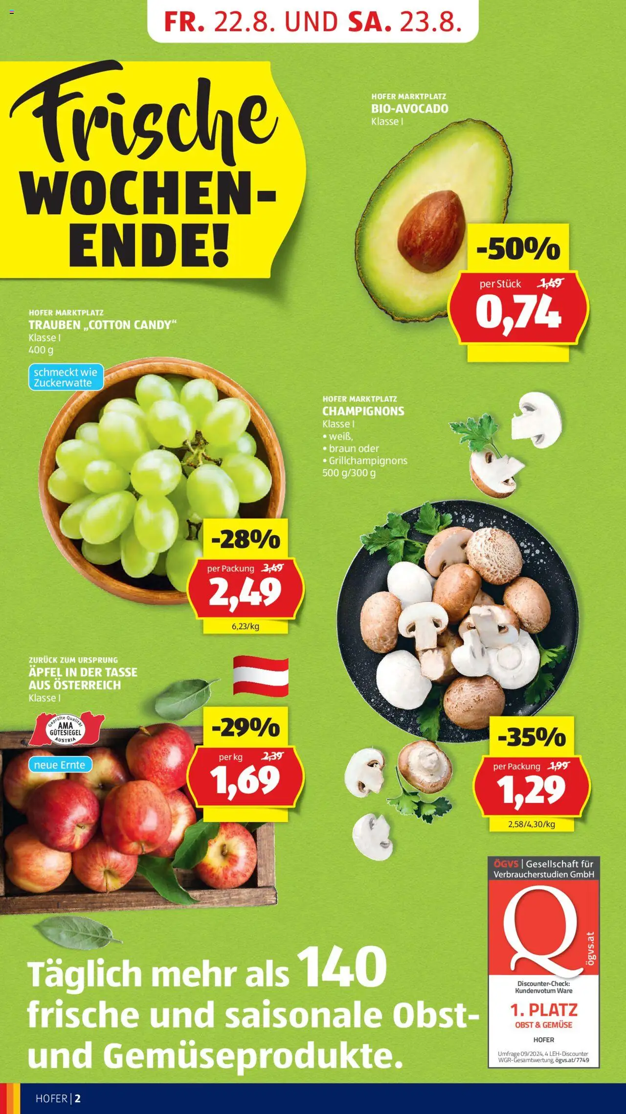 Hofer Flugblatt gültig ab 22.08.2025 | Seite: 4 | Produkte: Gemüse, Obst, Äpfel