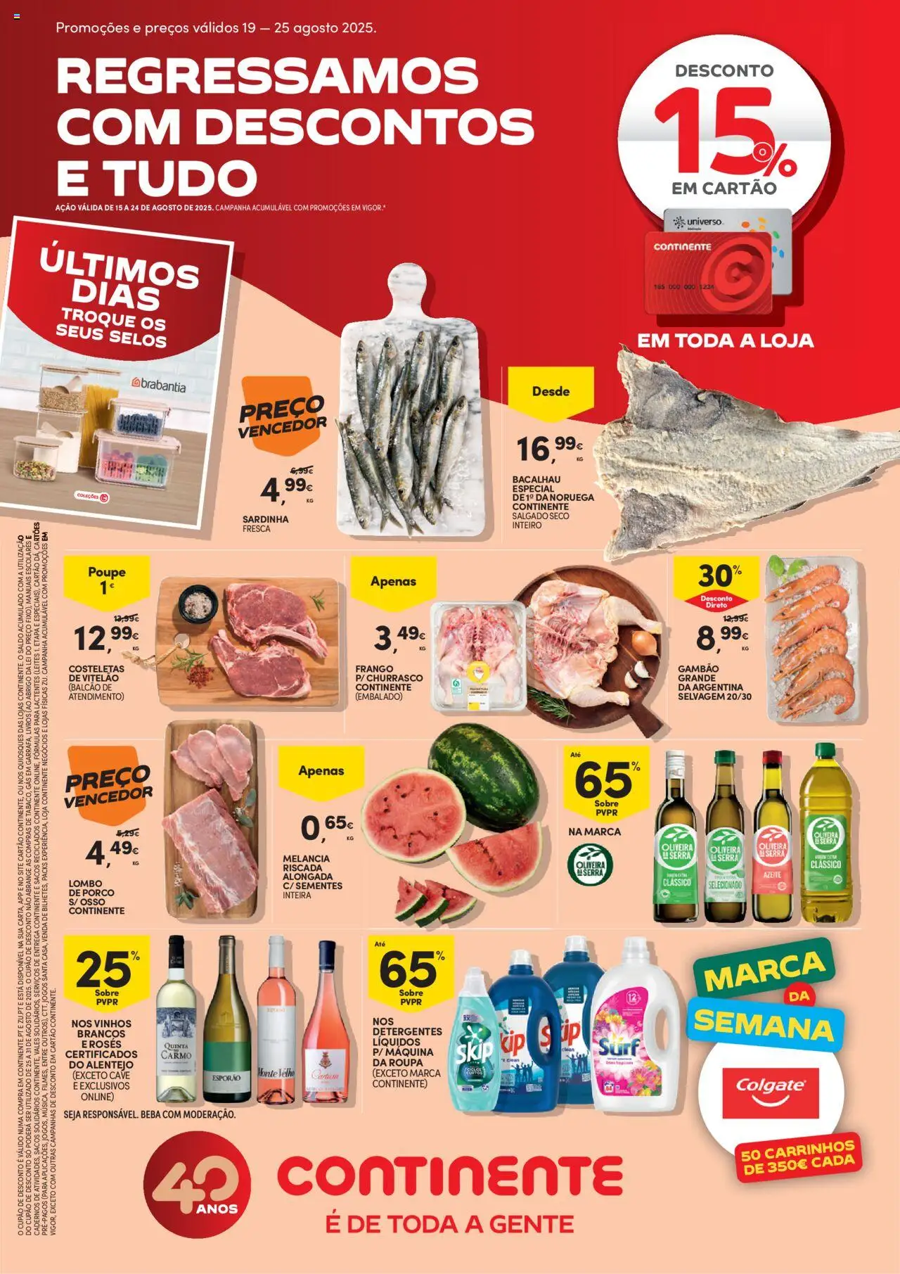 Continente folheto │ válido de 19.08.2025 | Página: 1 | Produtos: Jogos, Bacalhau, Frango, Melancia