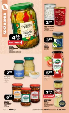 Netto gazetka - Spożywcza od 16.06.2025 | Strona: 12 | Produkty: Fasola biała, Pomidory suszone, Musztarda, Pomidory