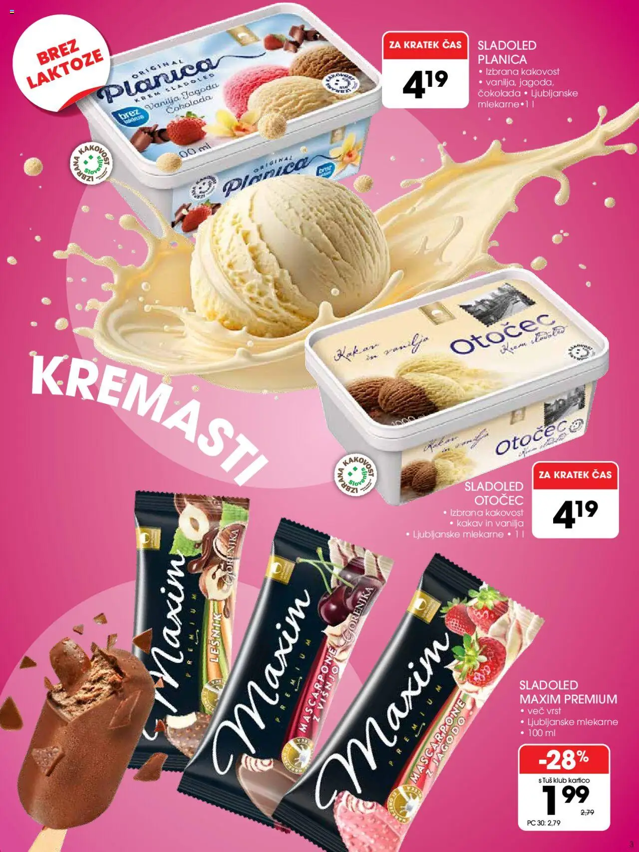 Tuš katalog poletje v kornetu │ velja od 02.07.2025 | Stran: 3 | Izdelki: Kakav, Cokolada, Sladoled