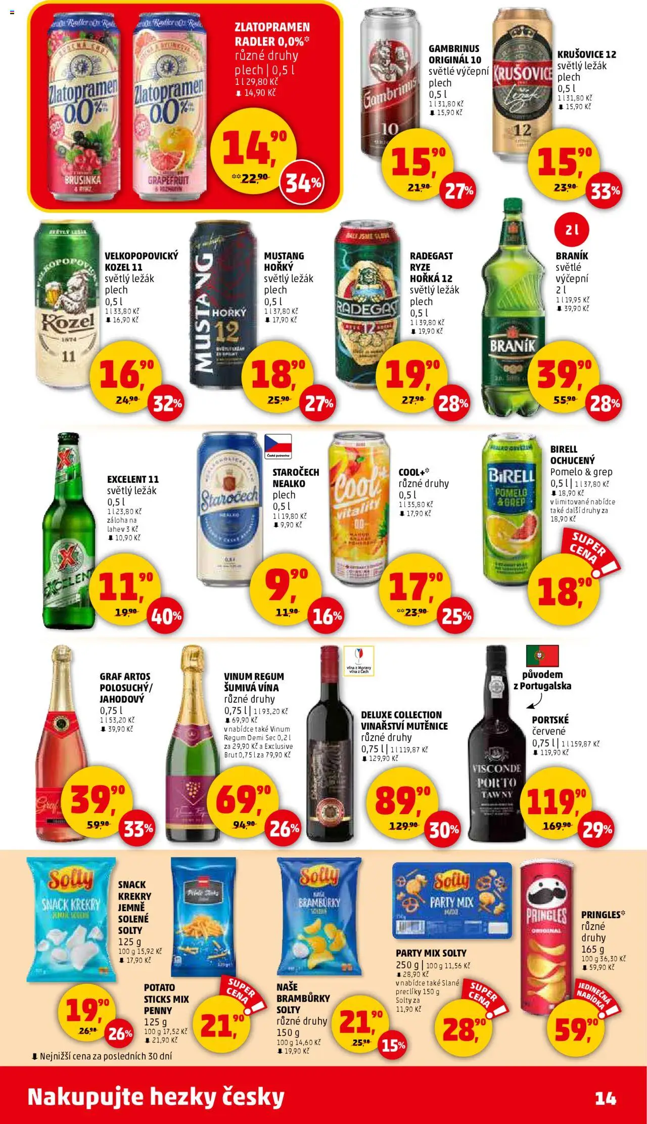 Penny Market leták - Čtvrtečník od 21.08.2025 | Strana: 14 | Produkty: Pomelo, Radler, Deluxe, Láhev