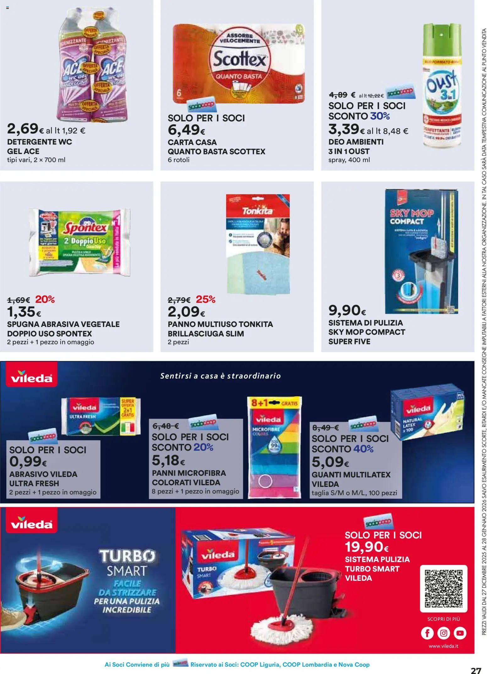 Volantino Ipercoop del 27.12.2025 | Pagina: 27 | Prodotti: Spugna, Guanti, Data, WC
