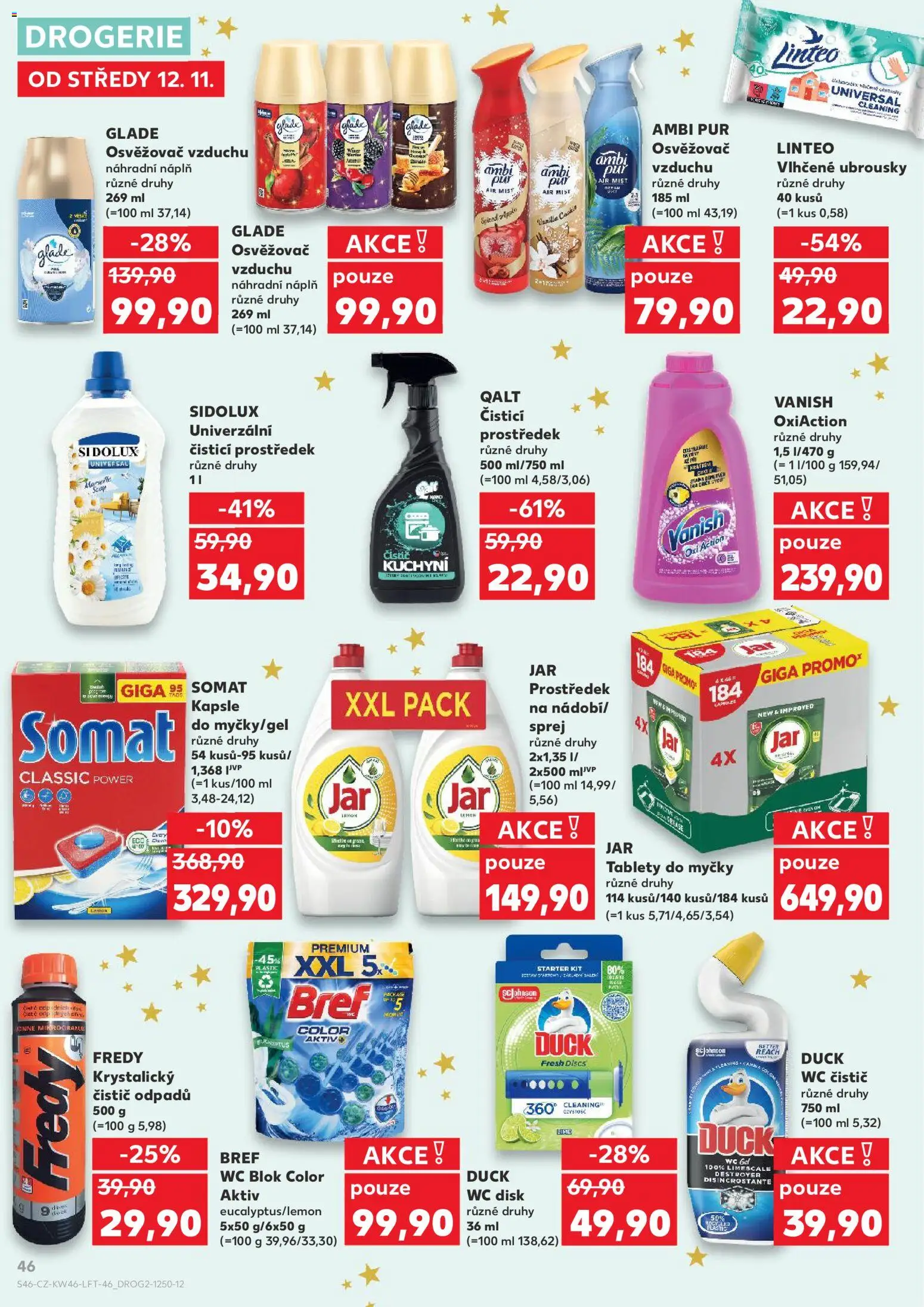 Kaufland leták - Liberec od 12.11.2025 | Strana: 46 | Produkty: Vlhčené ubrousky, Čistící prostředek, Čistič odpadů, Drogerie