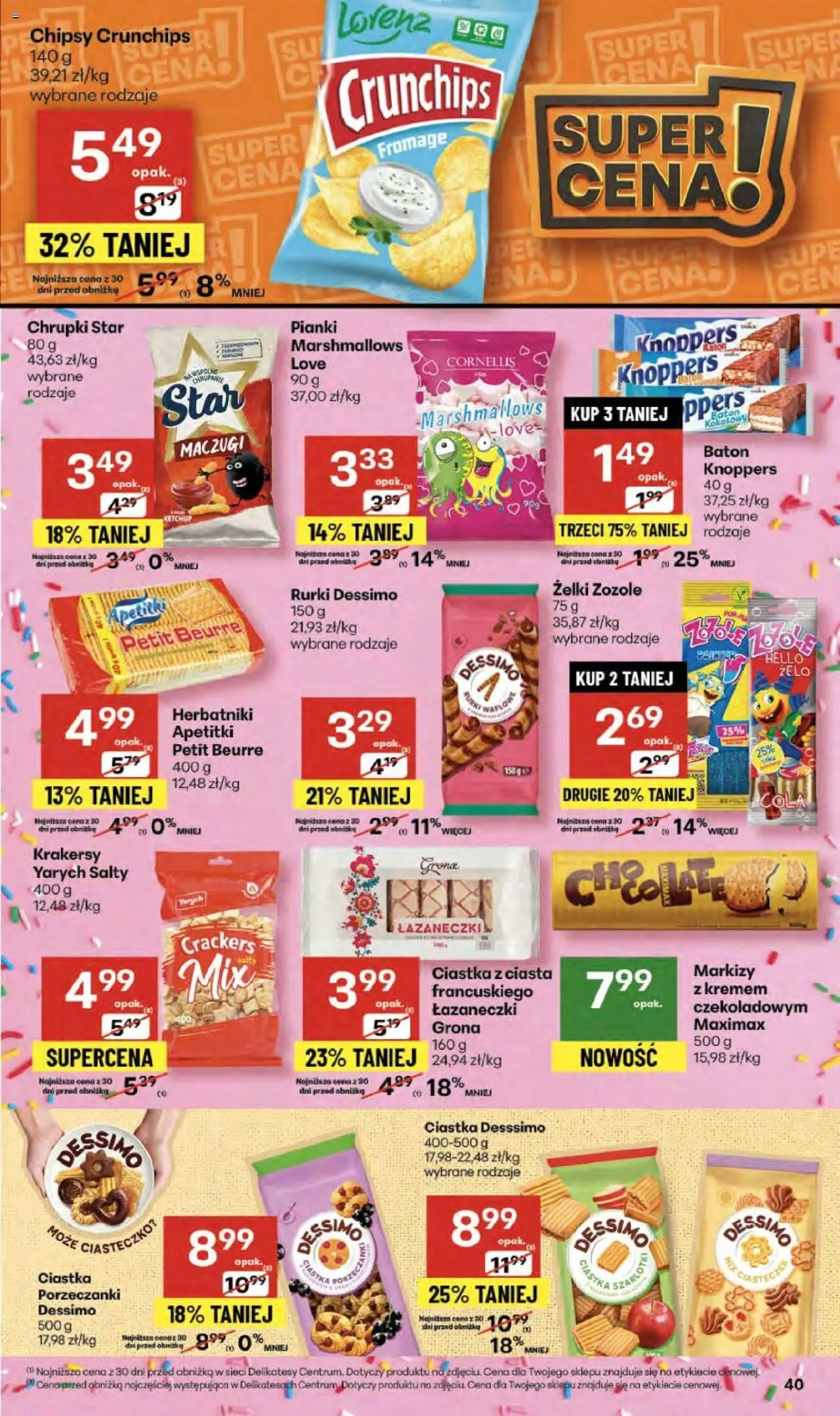 Delikatesy Centrum Gazetka od 09.10.2025 | Strona: 40 | Produkty: Chrupki, Delikatesy, Herbatniki, Pianki