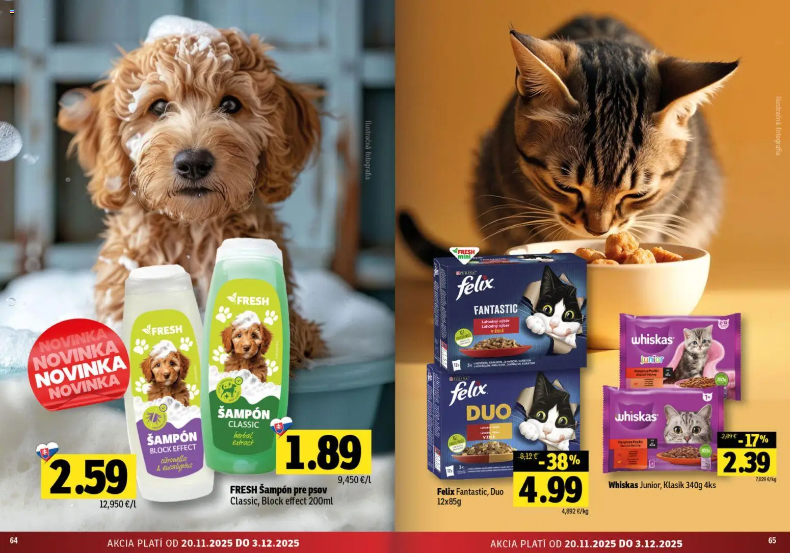 Nové Fresh akcie – leták je platný od 20.11.2025 | Strana: 33 | Produkty: Felix, Šampón, Whiskas