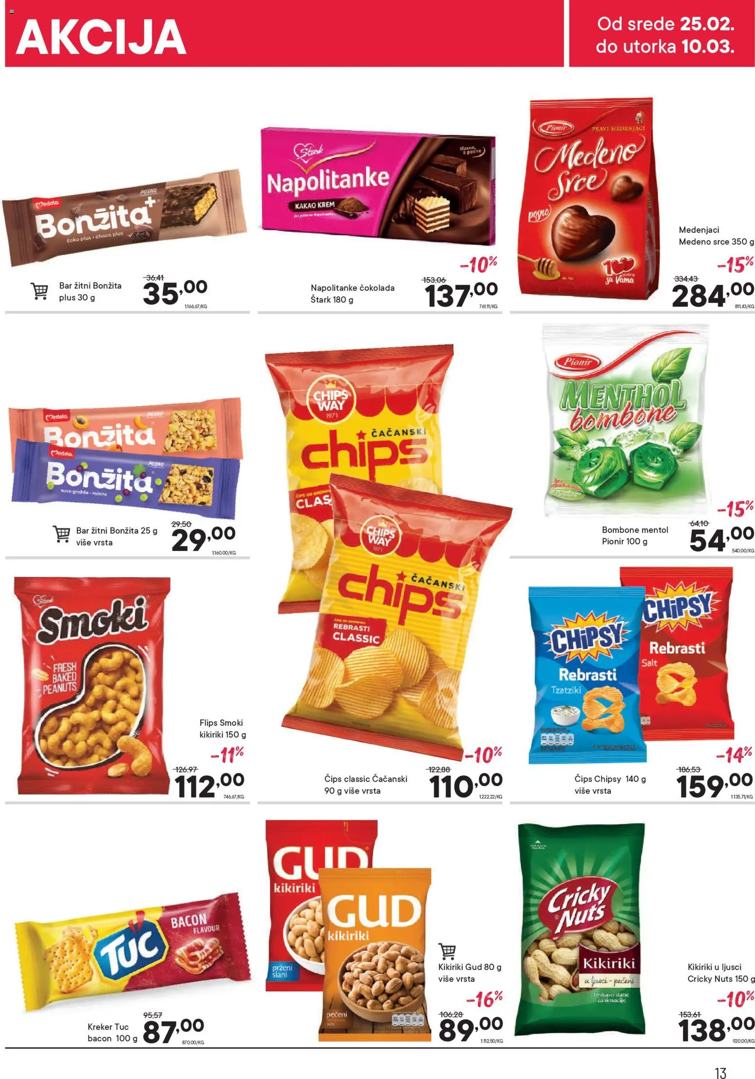 PerSu katalog - važi od 25.02.2026 | Strana: 13 | Proizvode: Bombone, Tuc, Kikiriki, Napolitanke