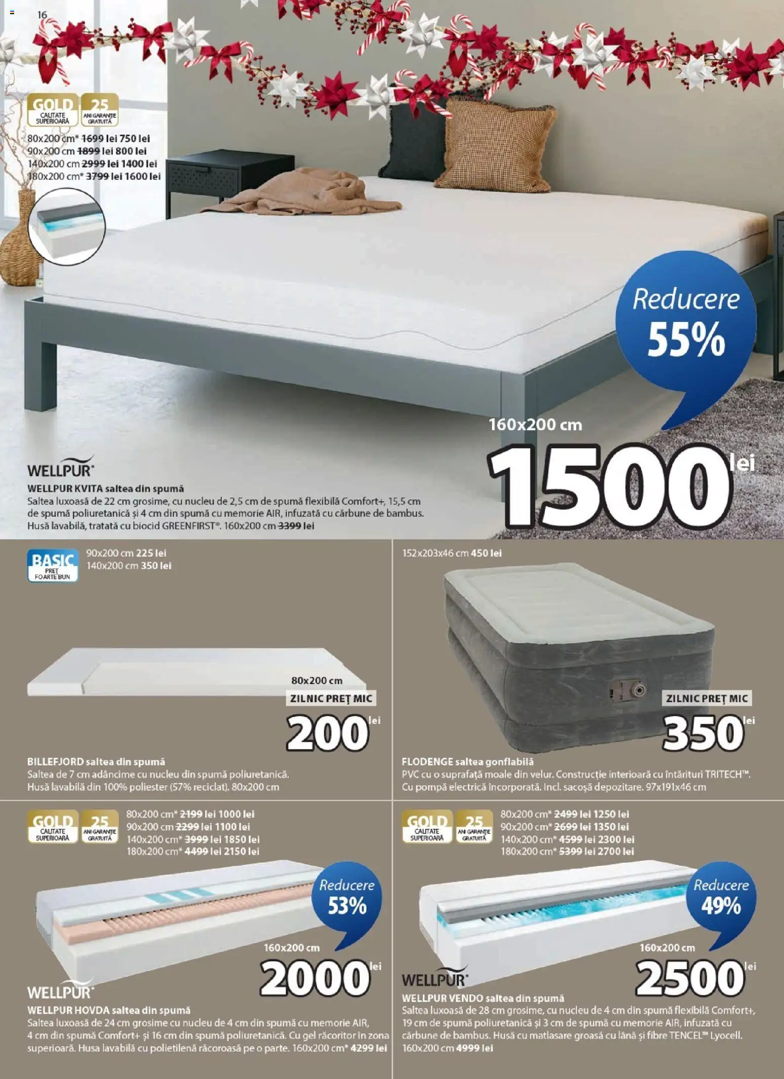Noul catalog JYSK – valabil de la 25.11.2025 | Pagină: 16 | Produse: Memorie, Saltea, Saltea gonflabilă, Türk kahvesi öğütme değirmeni