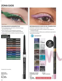 Vista previa DELINEADOR GLIMMERSTICK, Tonos impactantes y atrevidos resistentes al agua que duran todo el día. Punta ultrafina sin necesidad de sacapuntas, para un look duradero y perfectamente definido. Color cremoso que se desliza sin grumos, borrones, ni residuos válido desde el 01.03.2026 | Página: 66 | Productos: Delineador de ojos, Delineador, Chocolate