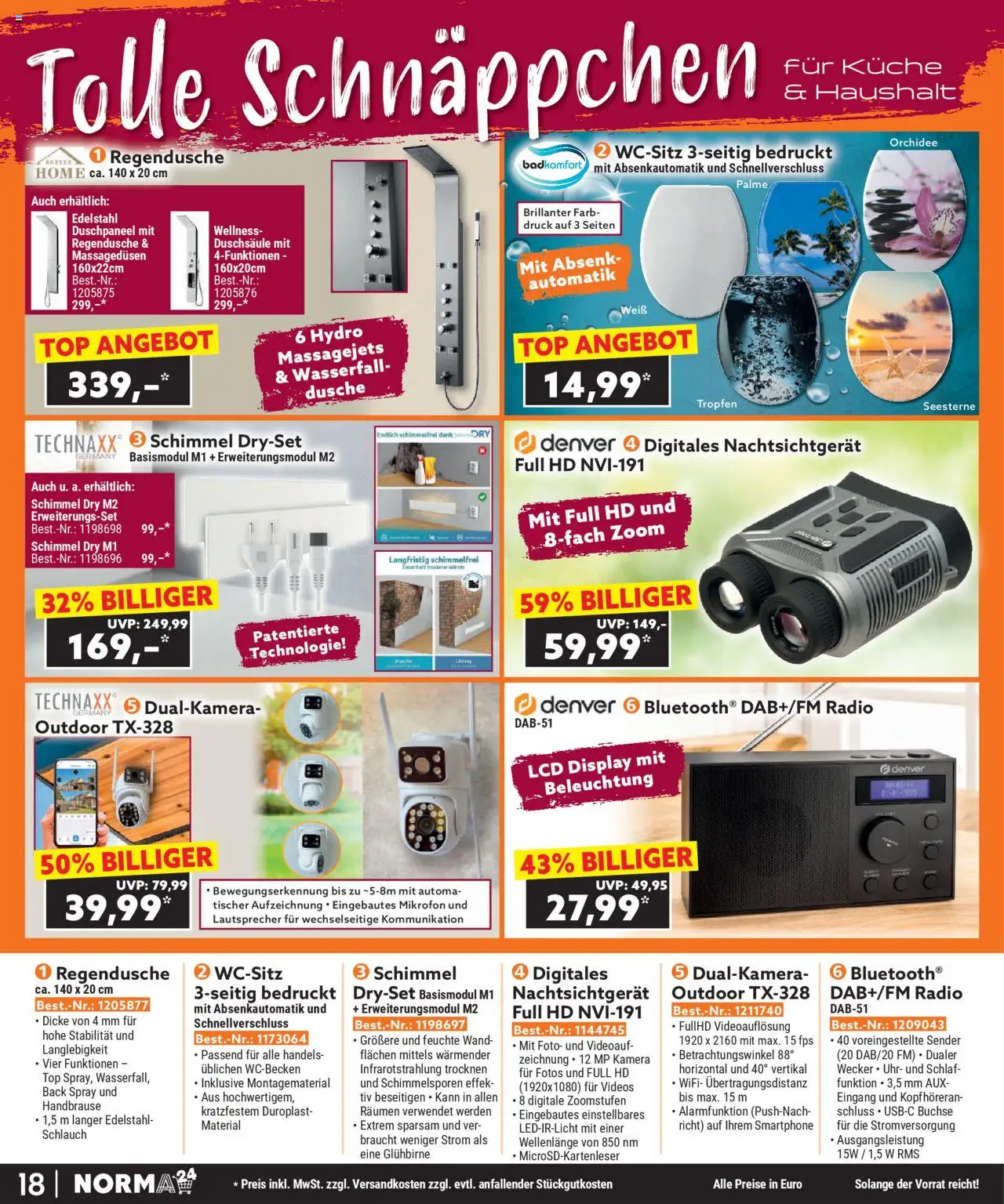 Norma - Bestellmagazin gültig ab 01.08.2025 | Seite: 18 | Produkte: Smartphone, Kamera, Mikrofon, Dusche