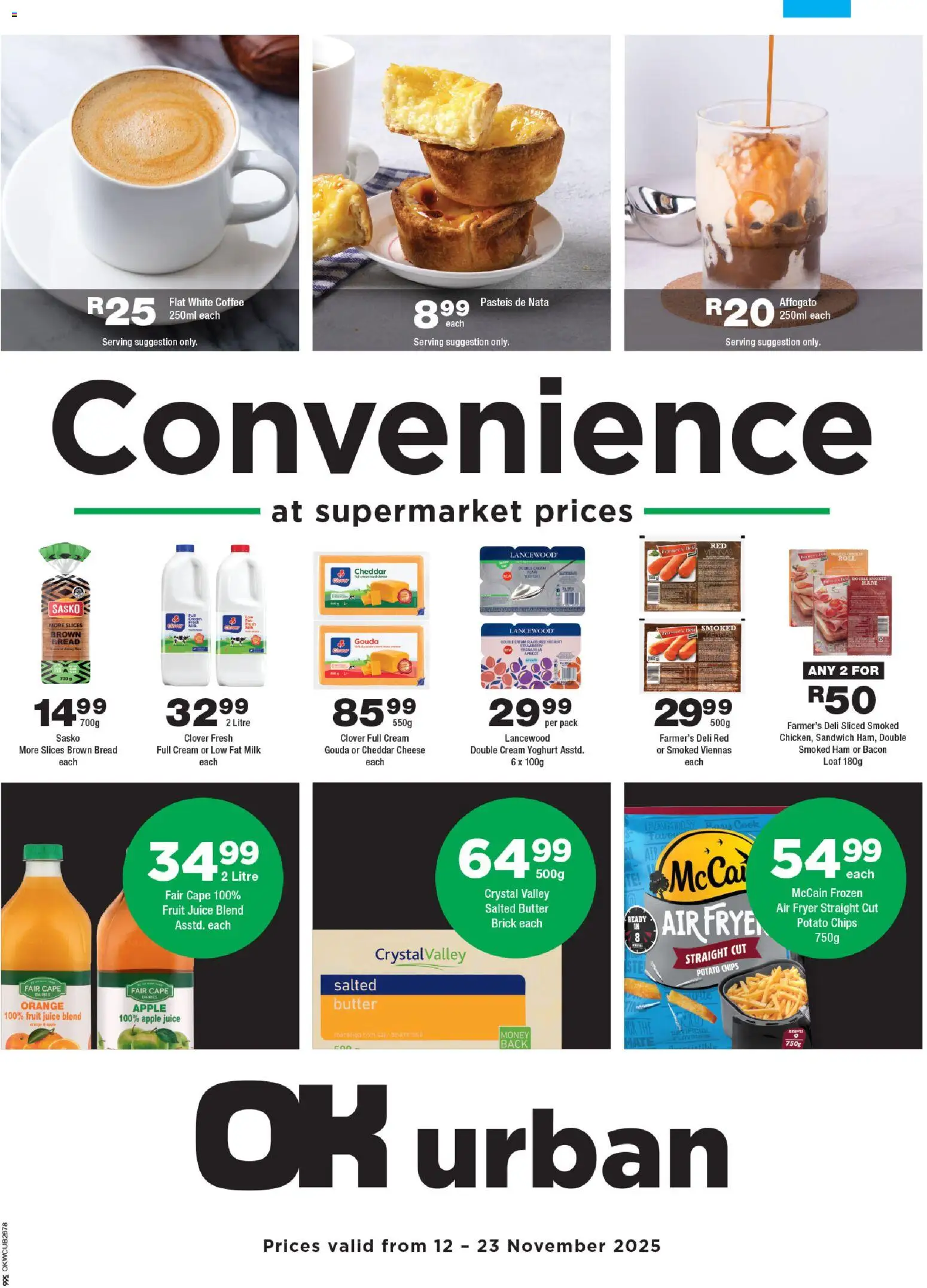 New OK Foods catalogue – valid from 12.11.2025 | Page: 1 | Products: Grifo con filtro, Milk, Butter, Chips