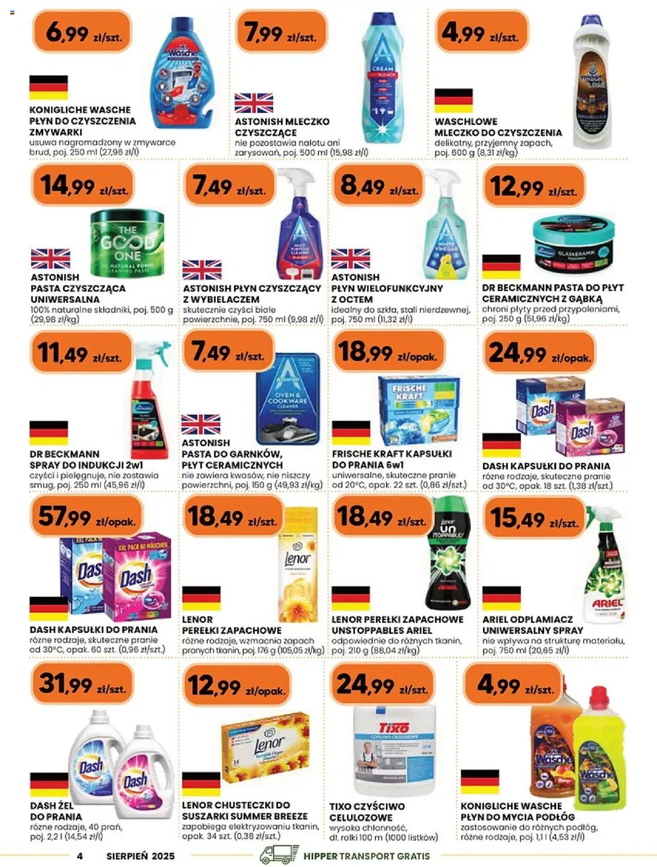 Hipper Gazetka od 31.07.2025 | Strona: 7 | Produkty: Płyn do mycia podłóg, Ariel, Kapsułki do prania, Odplamiacz