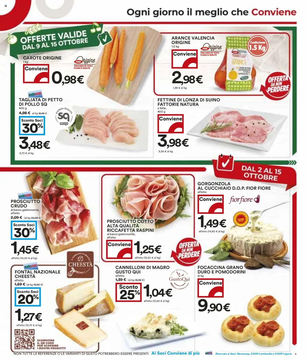 Volantino COOP del 02.10.2025 | Pagina: 5 | Prodotti: Pomodorini, Prosciutto Cotto, Arance, Carote