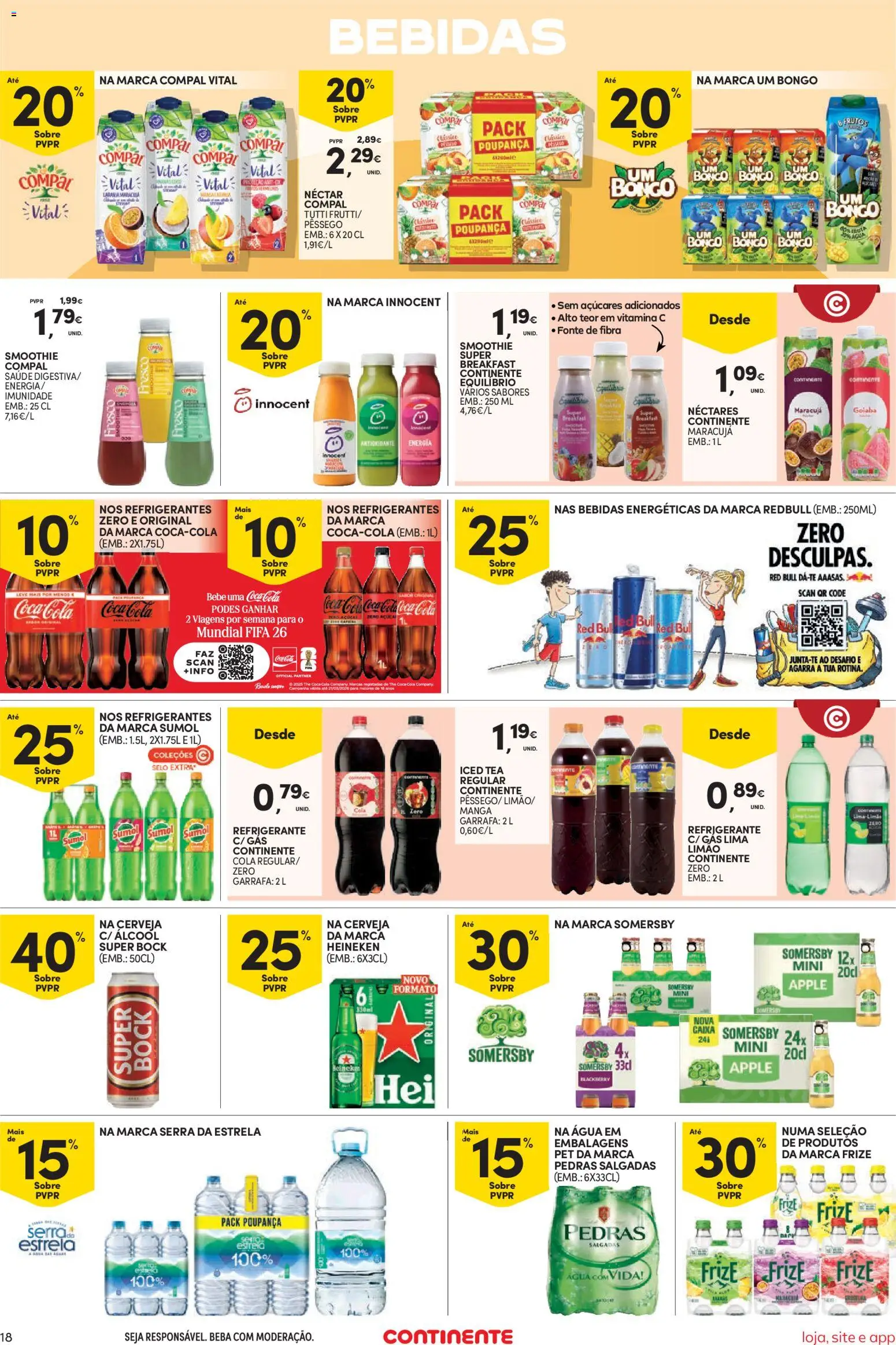 Continente Semanal Continente Bom Dia │ válido de 03.02.2026 | Página: 18 | Produtos: Agua, Refrigerante, Super bock, Cerveja