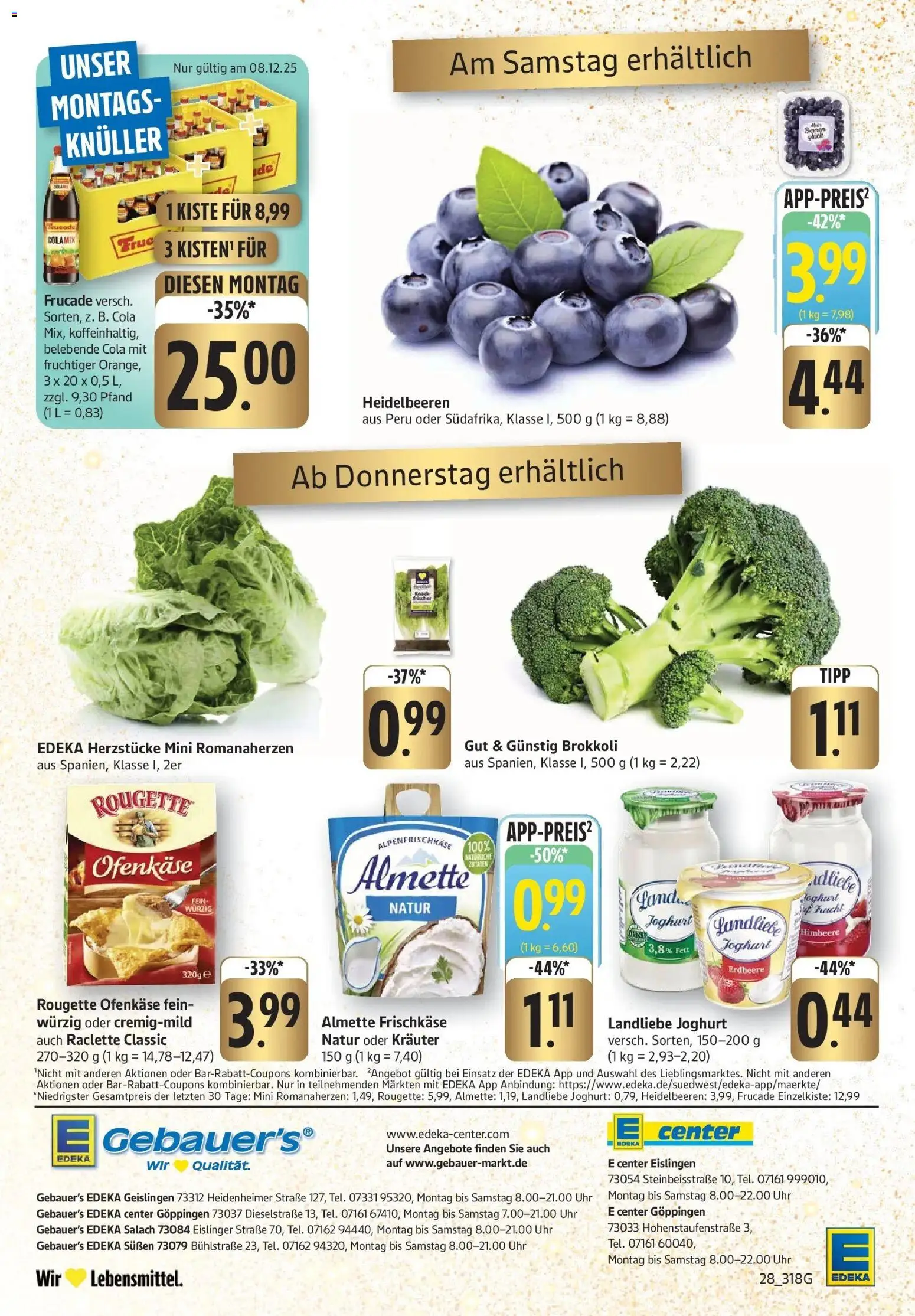 Edeka prospekt Göppingen	 – gültig ab 08.12.2025 | Seite: 30 | Produkte: Cola, Himbeere, Raclette, Uhr