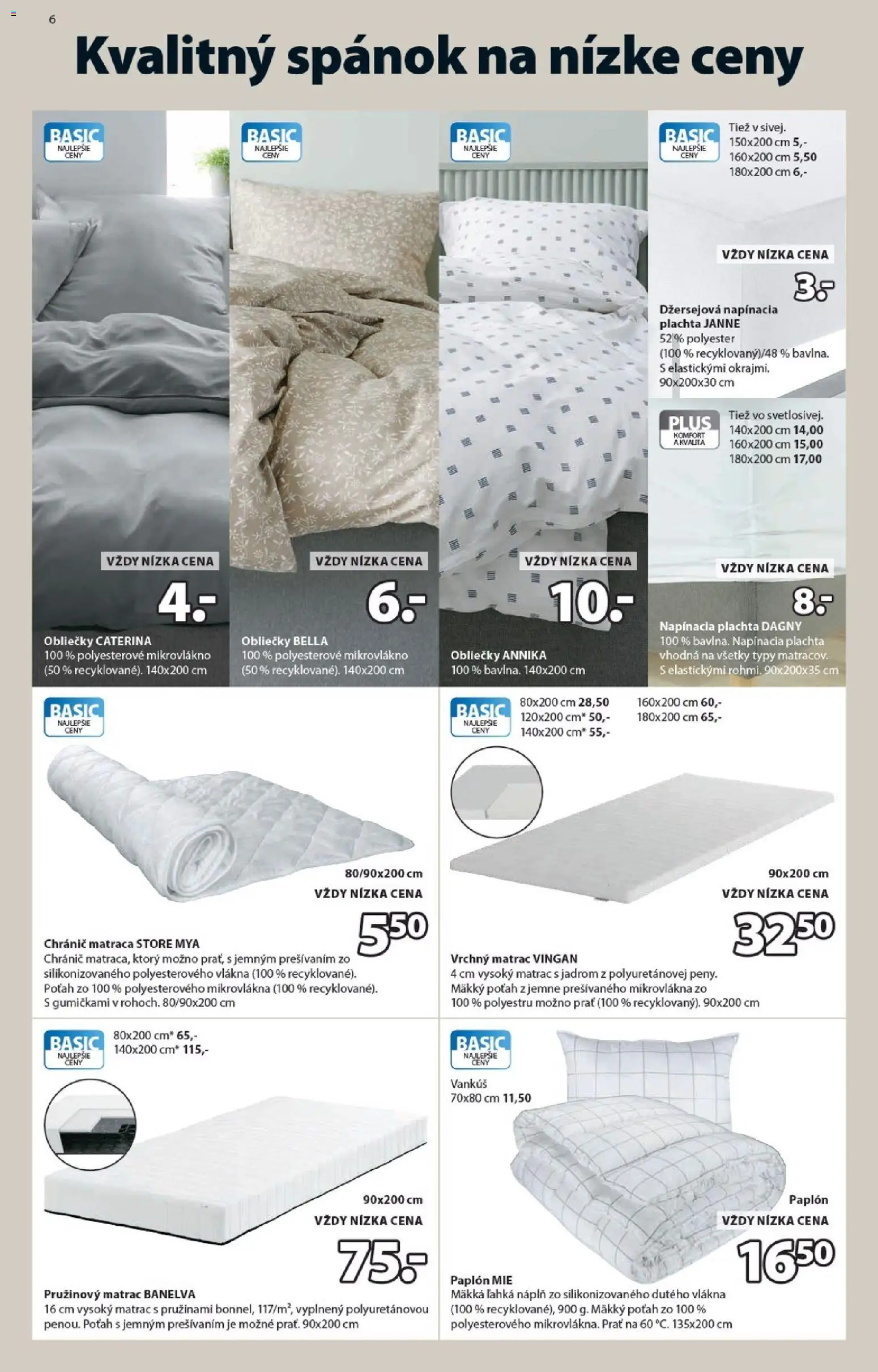 Nové JYSK akcie – leták je platný od 21.01.2026 | Strana: 6 | Produkty: Matrac, Plachta, Vrchný matrac, Obliečky