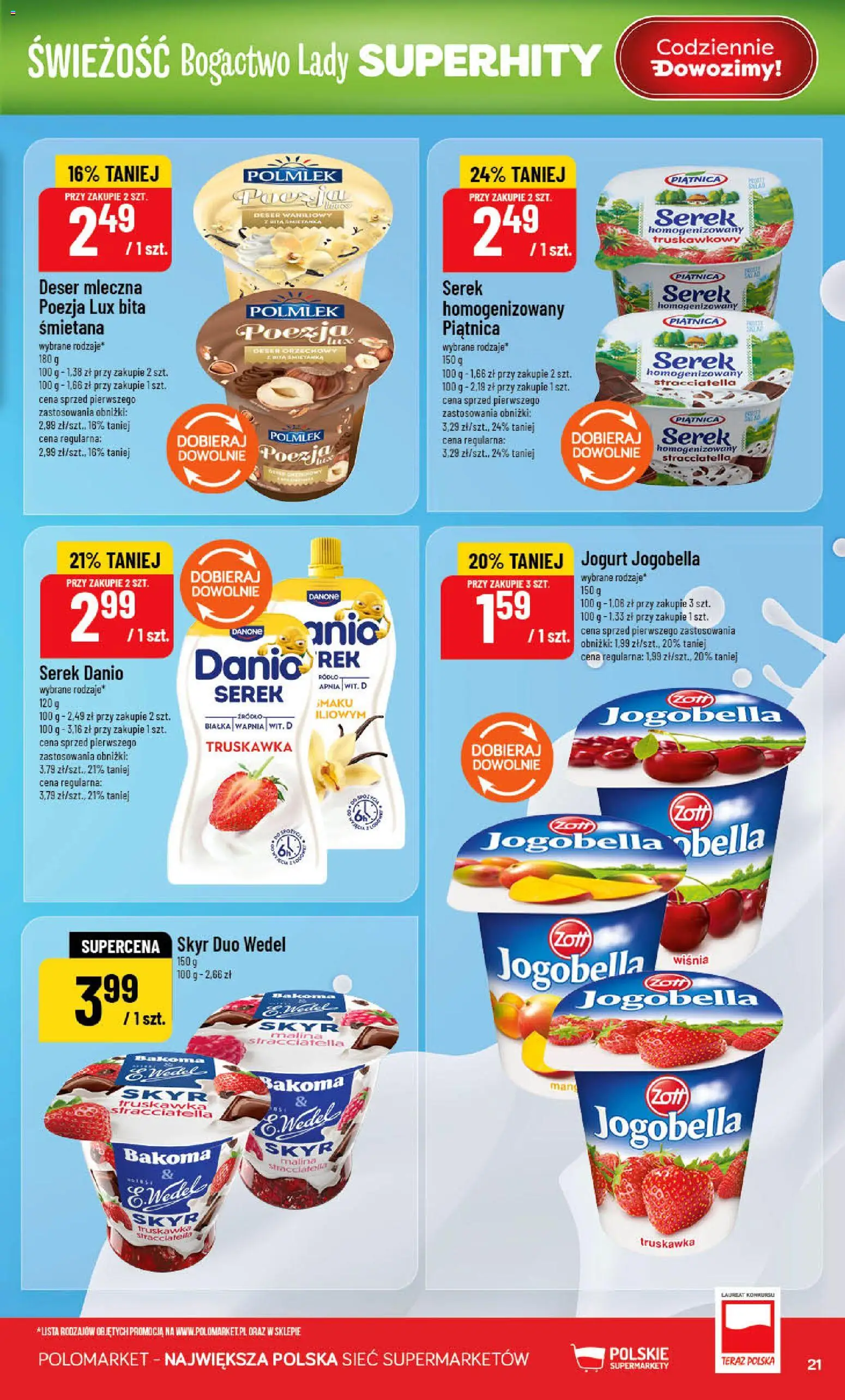 POLOmarket gazetka od 15.04.2026 | Strona: 21 | Produkty: Malina, Serek homogenizowany, Serek, Śmietana