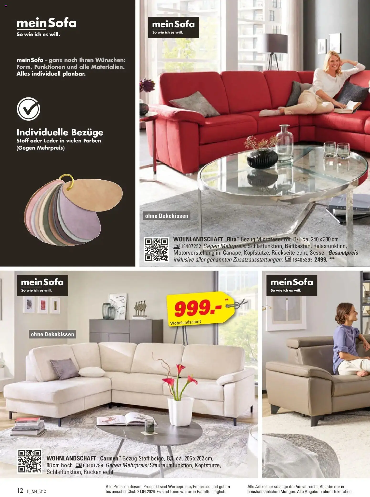 Höffner Prospekt Fuldabrück	 – gültig ab 01.04.2026 | Seite: 12 | Produkte: Wohnlandschaft, Sofa, Sessel