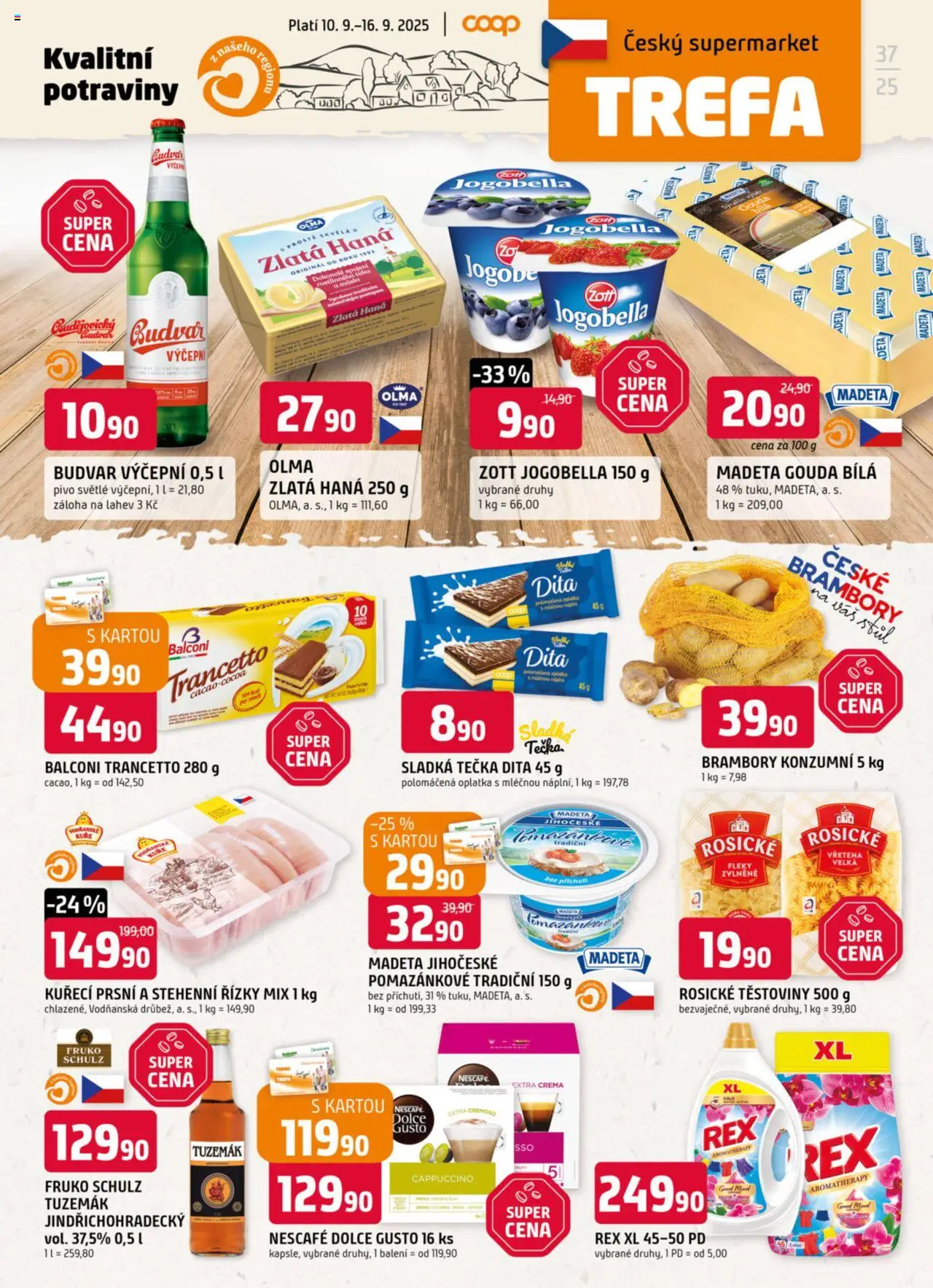 Trefa leták od 10.09.2025 | Strana: 1 | Produkty: Nescafé, Kuře, Cappuccino, Láhev