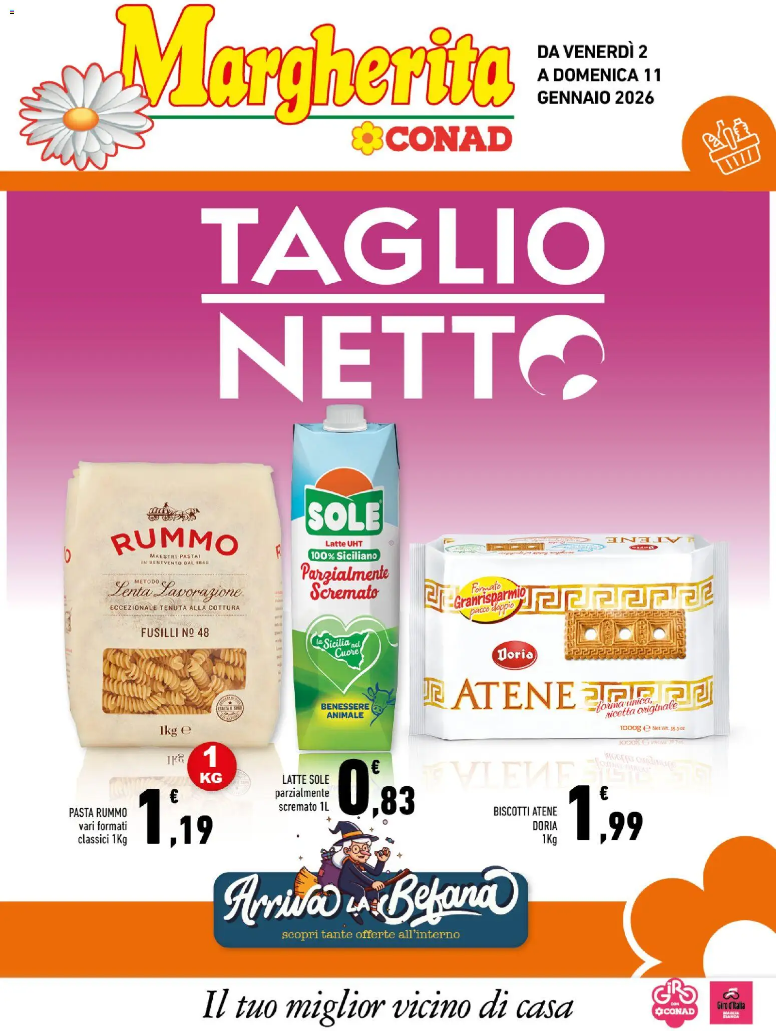 Volantino Conad del 02.01.2026 | Pagina: 1 | Prodotti: Biscotti, Latte, Pasta, Fusilli