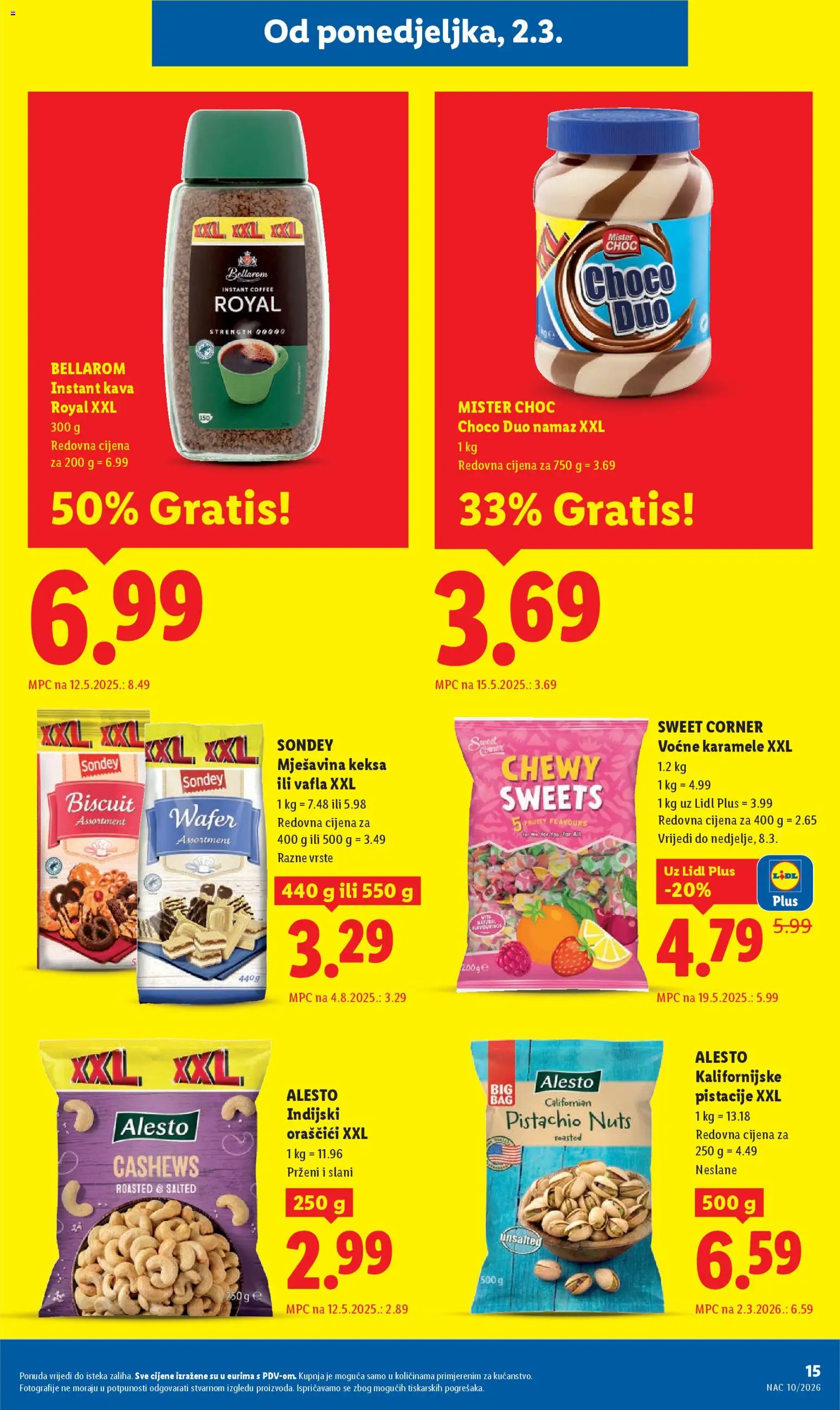 Lidl katalog | vrijedi od 02.03.2026 | Stranica: 15 | Proizvodi: Kava, Pistacije, Namaz