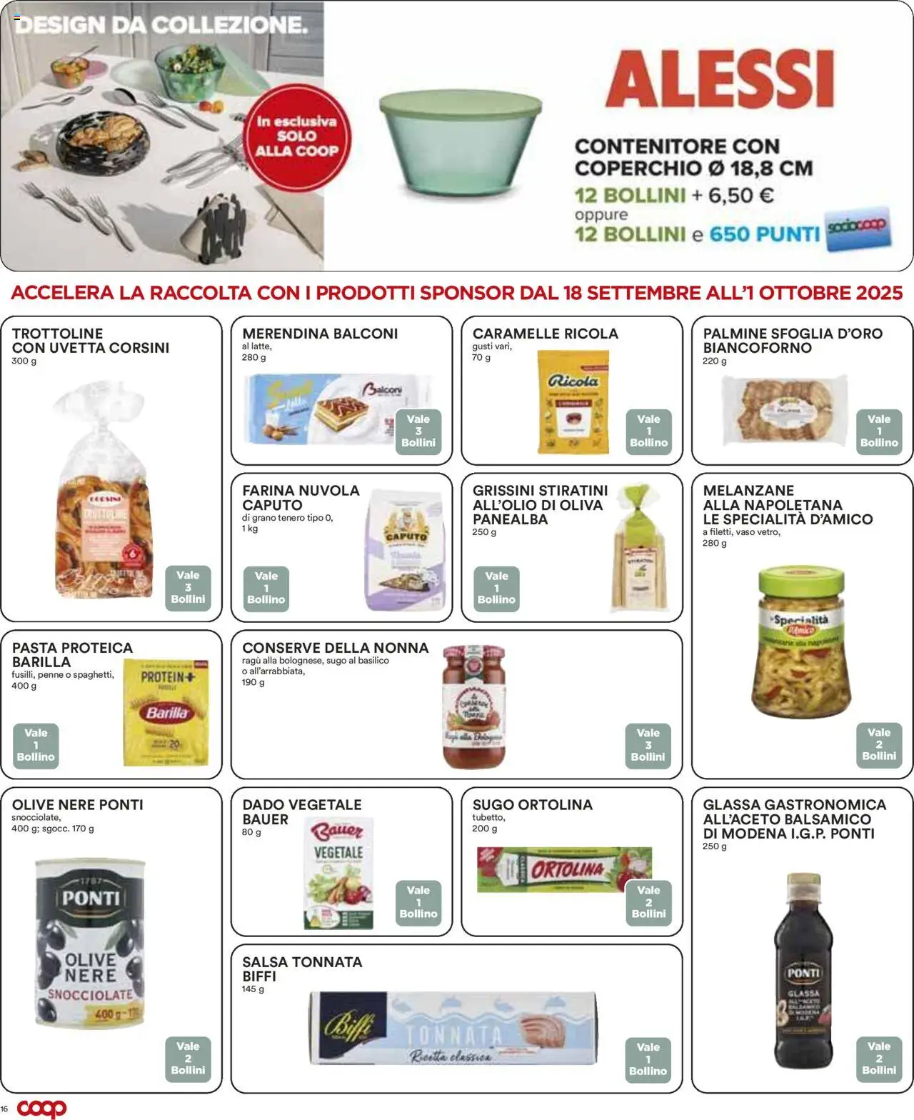 Volantino COOP del 18.09.2025 | Pagina: 16 | Prodotti: Basilico, Melanzane, Contenitore, Penne