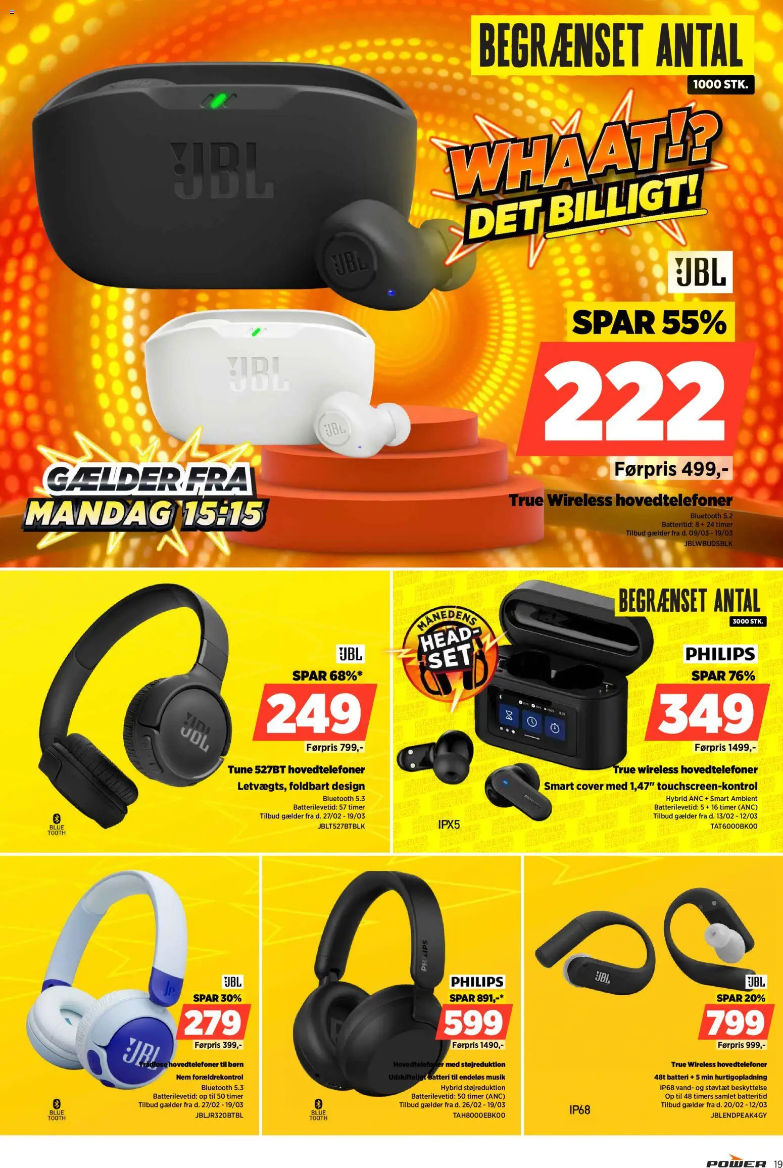 Power tilbudsavis – gyldig fra 03.04.2026 | Side: 19 | Produkter: Hovedtelefoner, Batteri