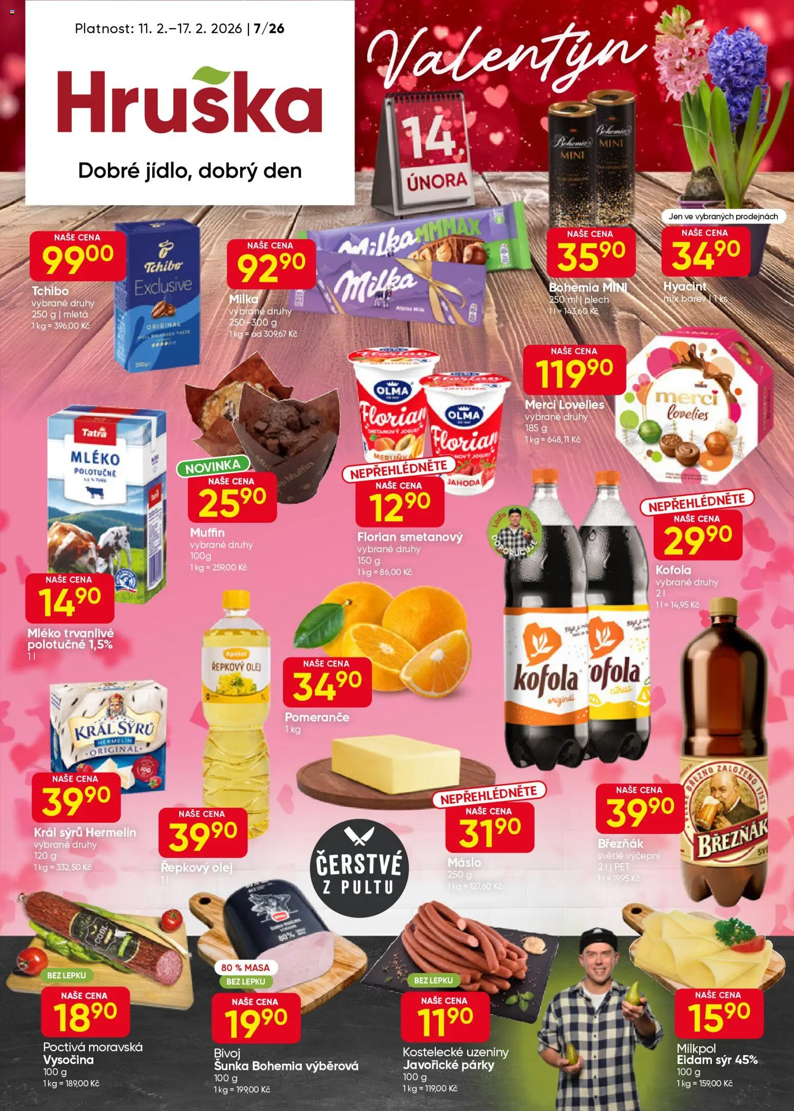 Hruška leták od 11.02.2026 | Strana: 1 | Produkty: Máslo, Březňák, Pomeranče, Eidam