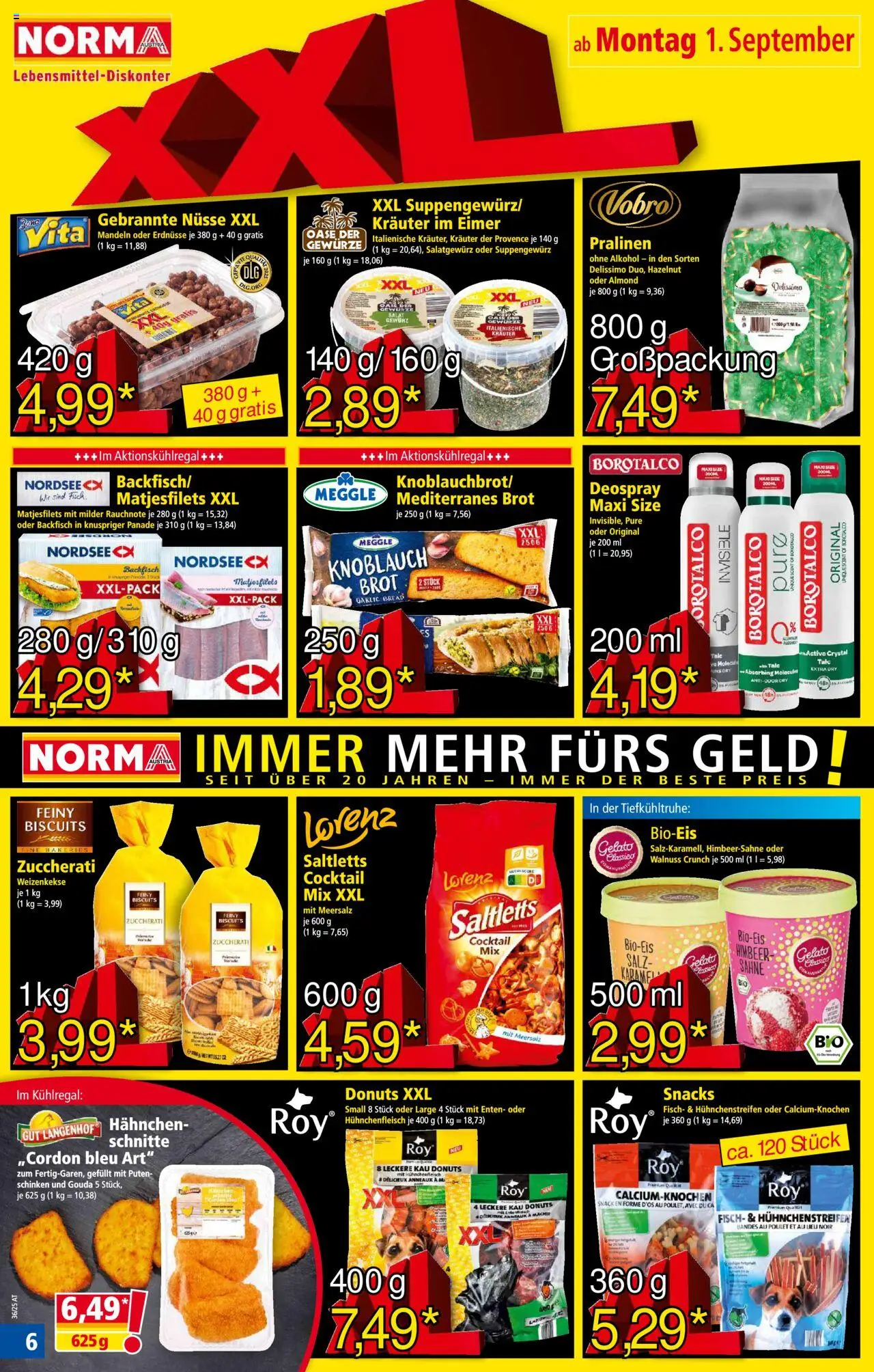 Norma Flugblatt gültig ab 01.09.2025 | Seite: 6 | Produkte: Sahne, Gewürze, Knoblauch, Brot