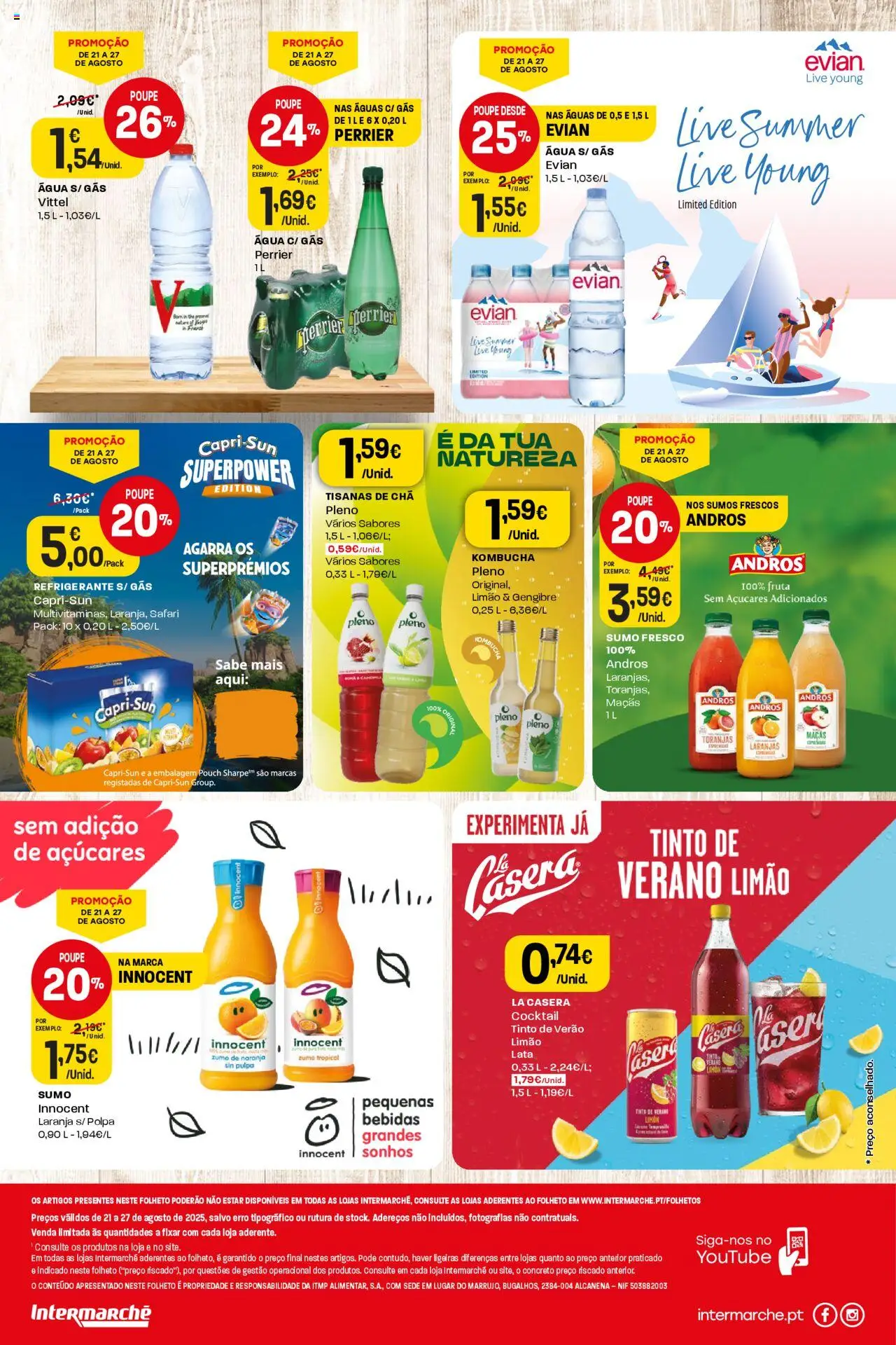 Intermarché folheto │ válido de 21.08.2025 | Página: 2 | Produtos: Sumo, Maçãs, Laranjas, Chá
