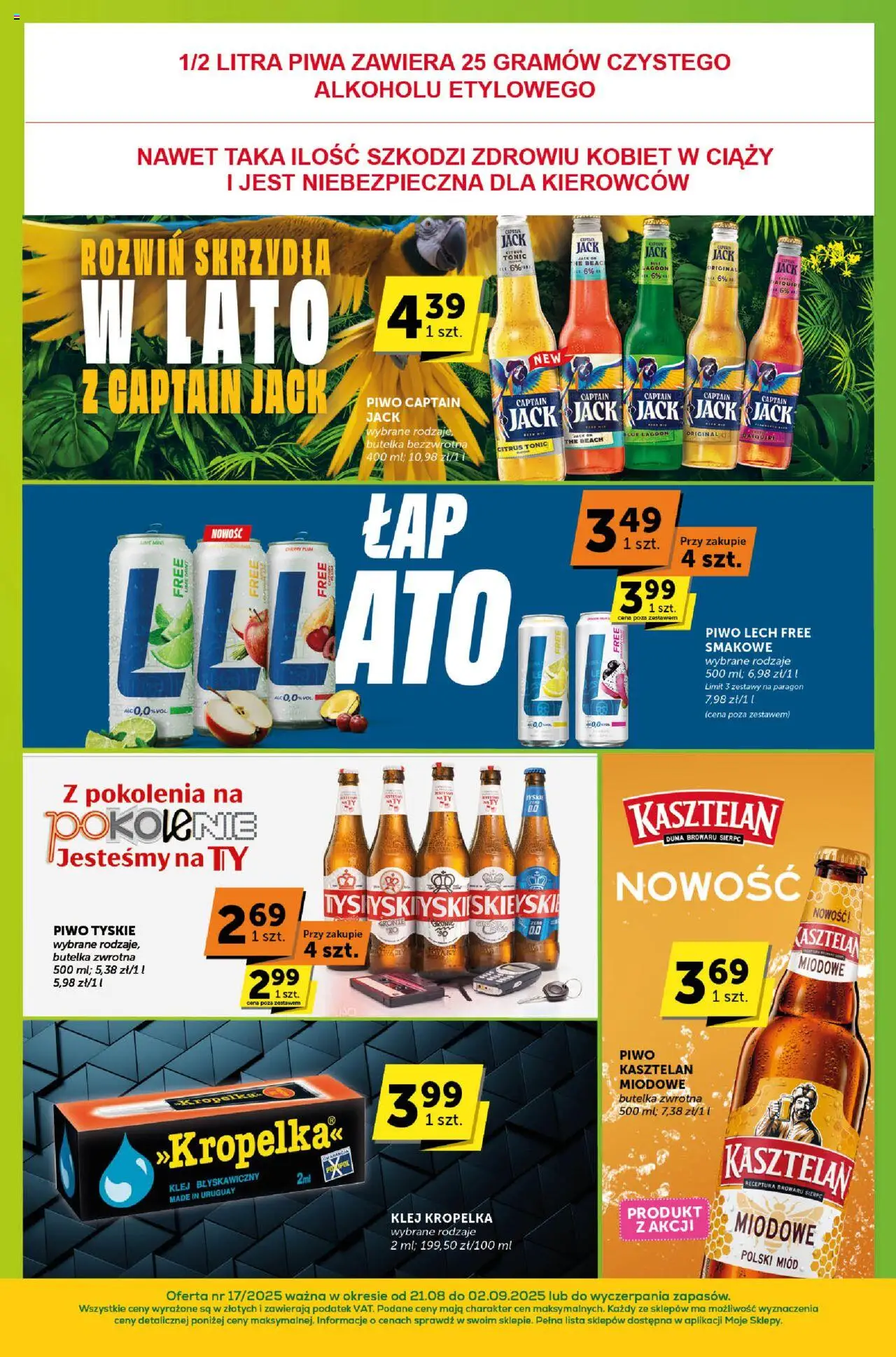 Euro Sklep Gazetka - Sprawdź, co więcej od 21.08.2025 | Strona: 9 | Produkty: Miód, Klej kropelka, Tyskie, Piwo