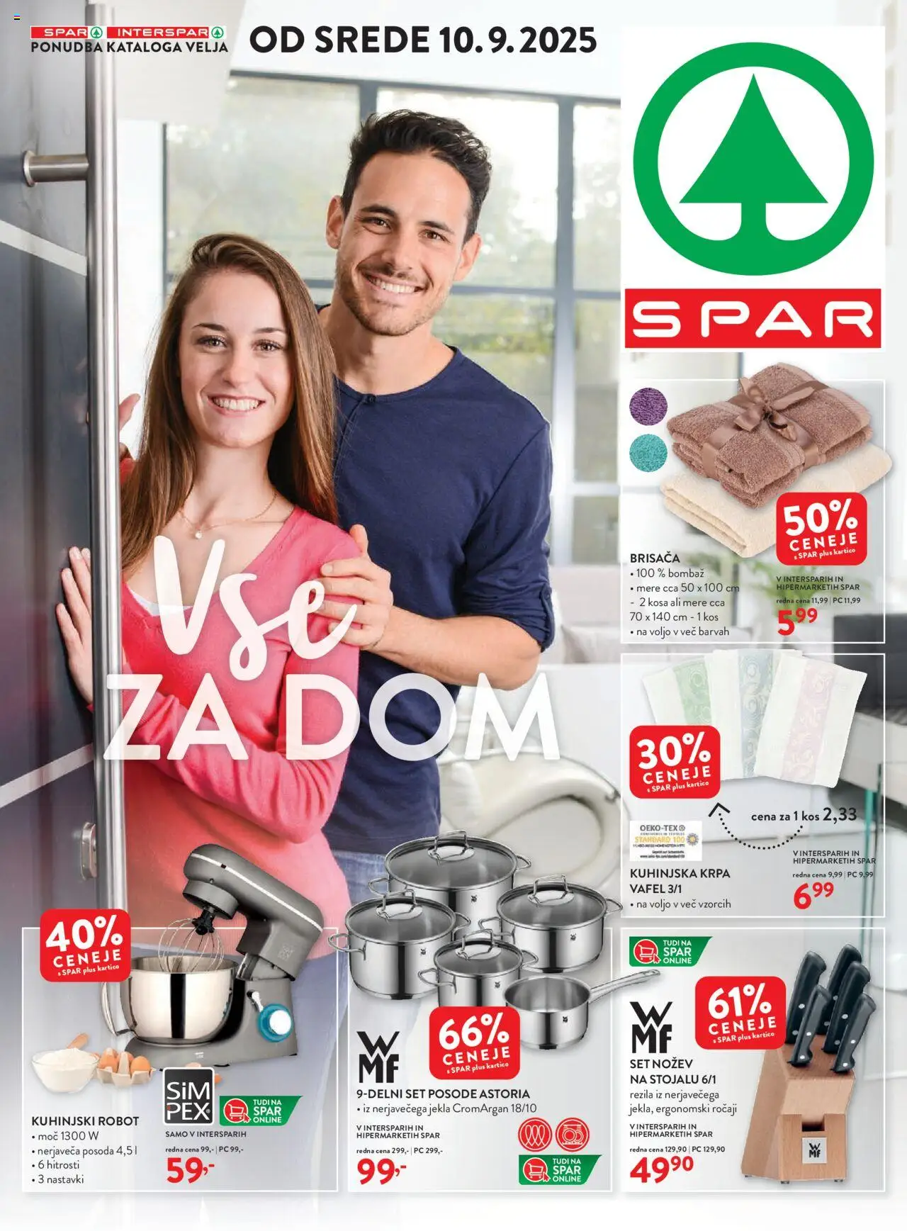 Novi Spar katalog ponudbe – veljaven od 10.09.2025 | Stran: 1 | Izdelki: Brisača, Robot, Kos