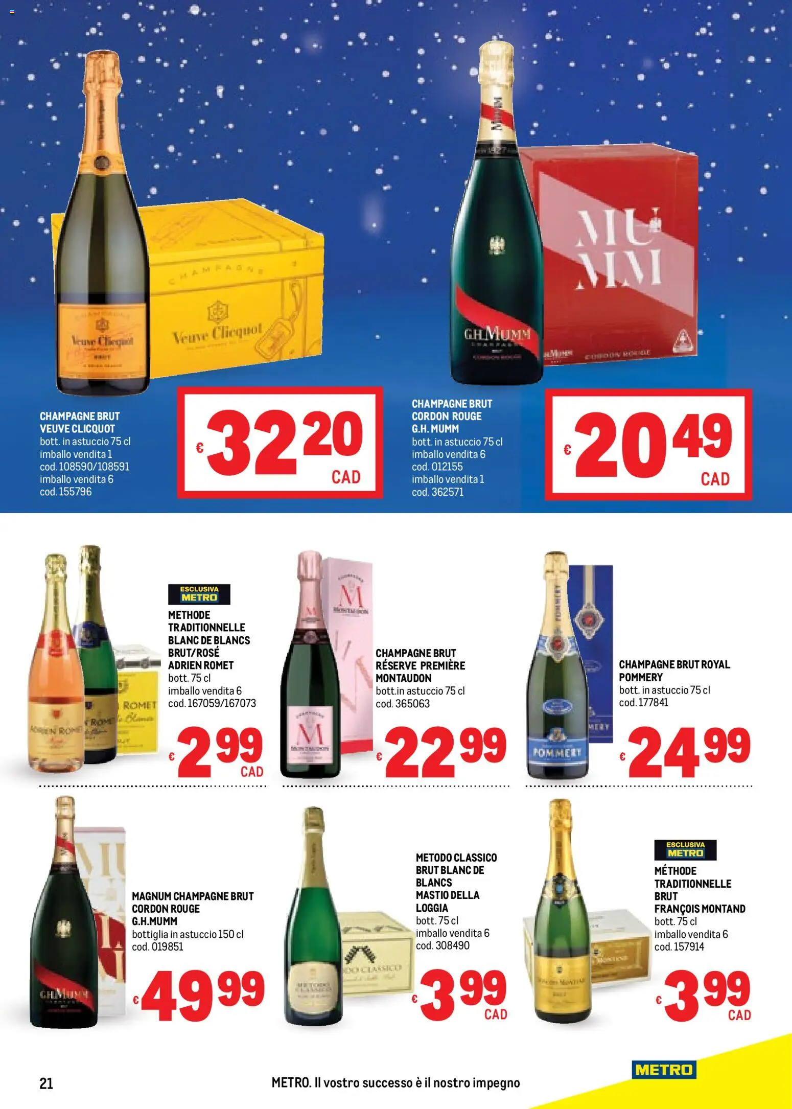 Volantino Metro del 04.12.2025 | Pagina: 21 | Prodotti: Champagne, Astuccio, Bottiglia