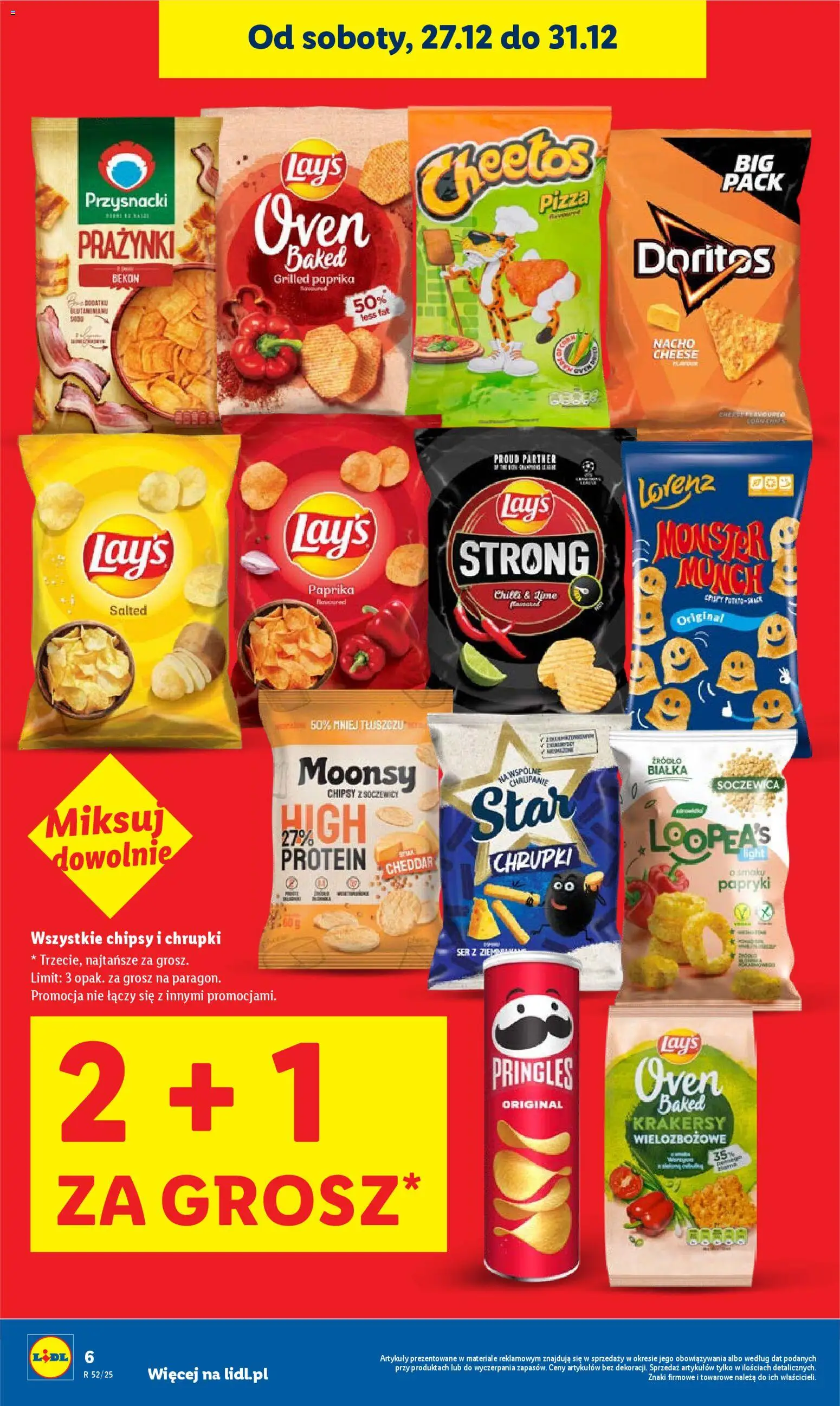 Lidl Gazetka od 27.12.2025 | Strona: 6 | Produkty: Chipsy, Bekon, Doritos, Pringles
