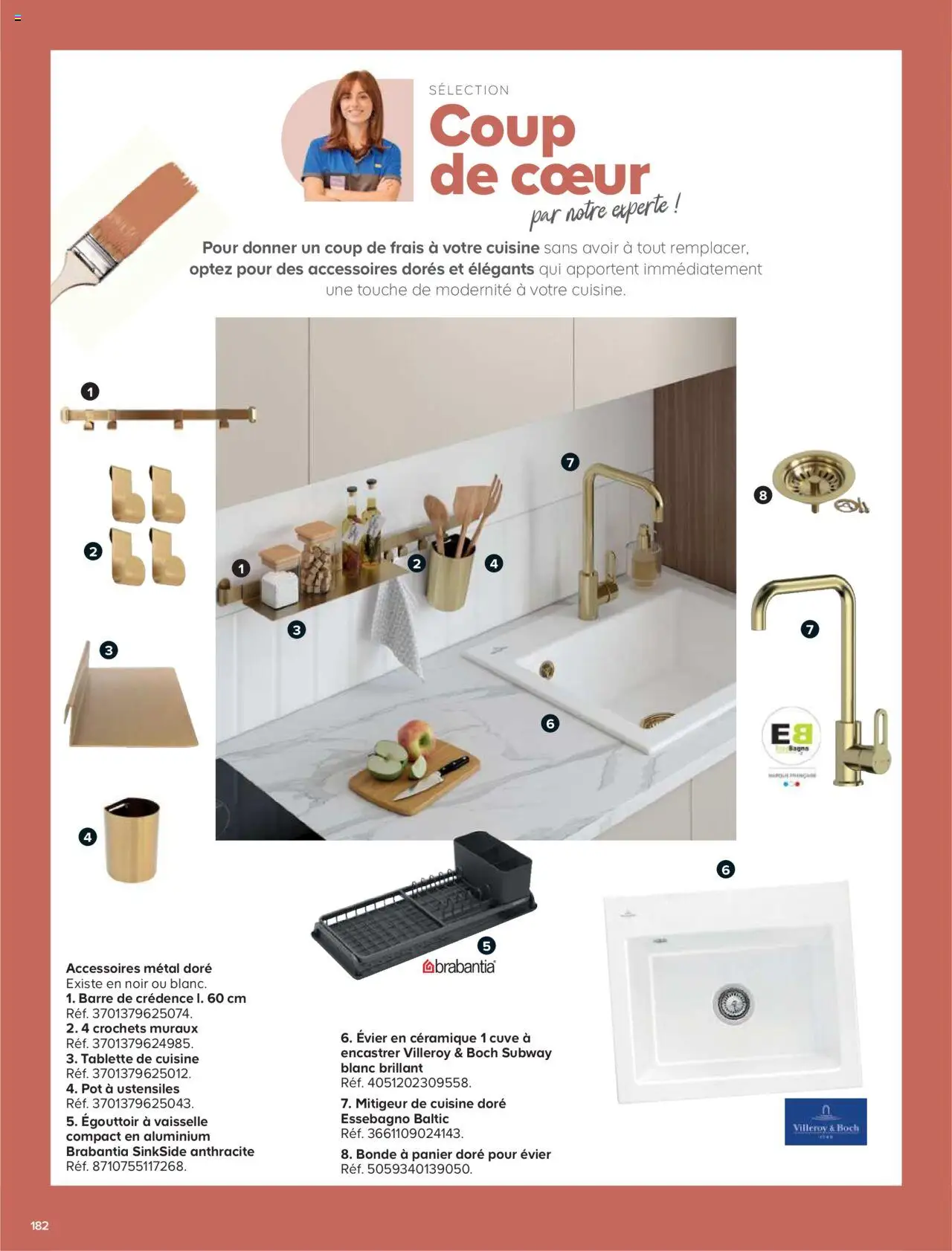  | Page: 182 | Produits: Tablette, Égouttoir, Panier, Mitigeur de cuisine