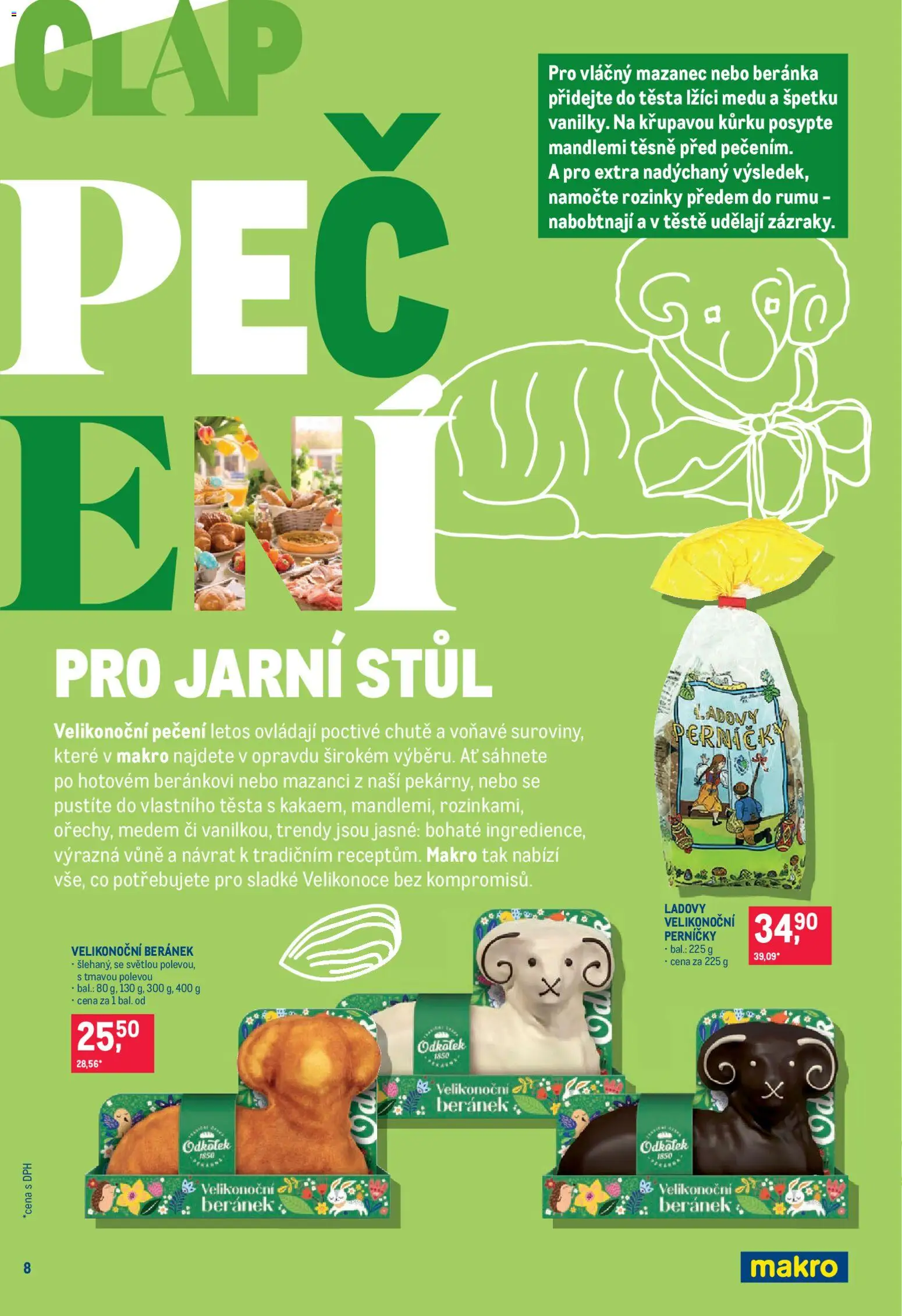 Makro leták - Pro milovníky jídla od 11.03.2026 | Strana: 8 | Produkty: Rozinky, Mazanec, Stůl, Perníčky
