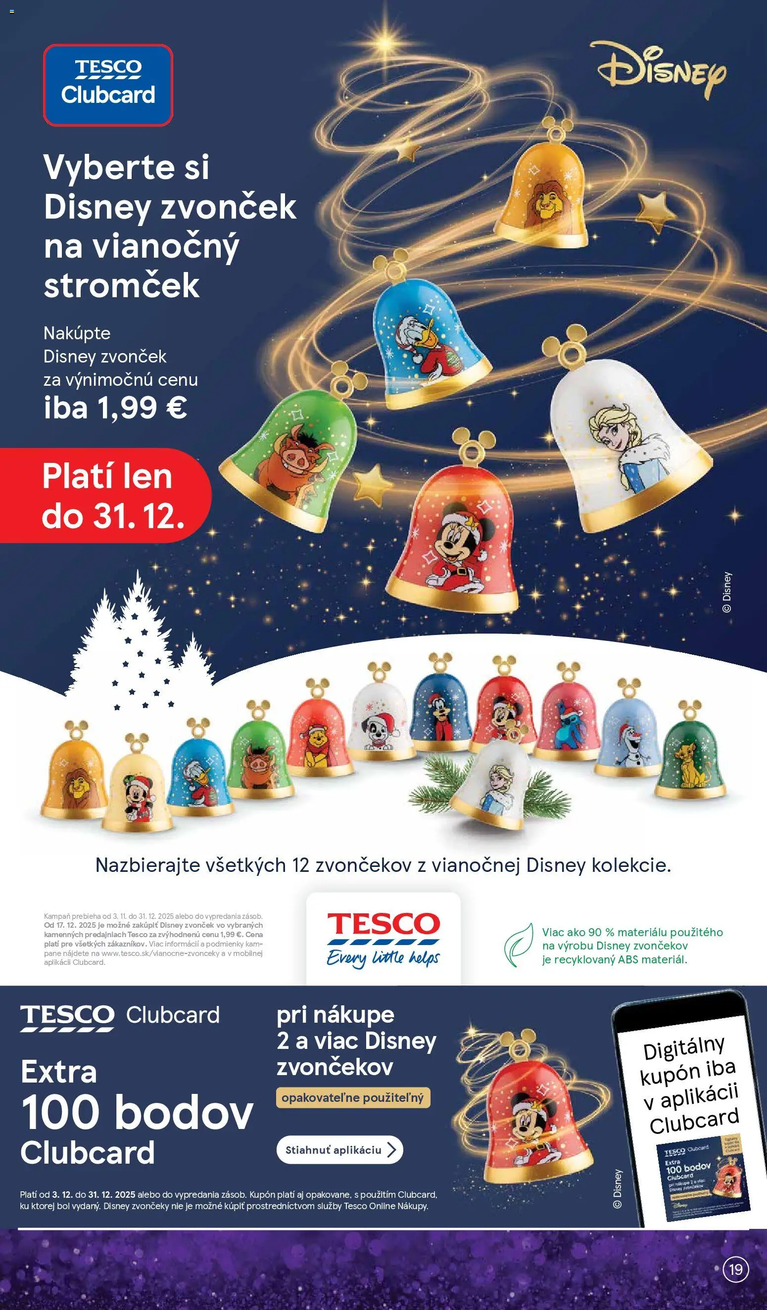 Nové Tesco akcie – leták je platný od 27.12.2025 | Strana: 19 | Produkty: Zvonček, Vianočný stromček