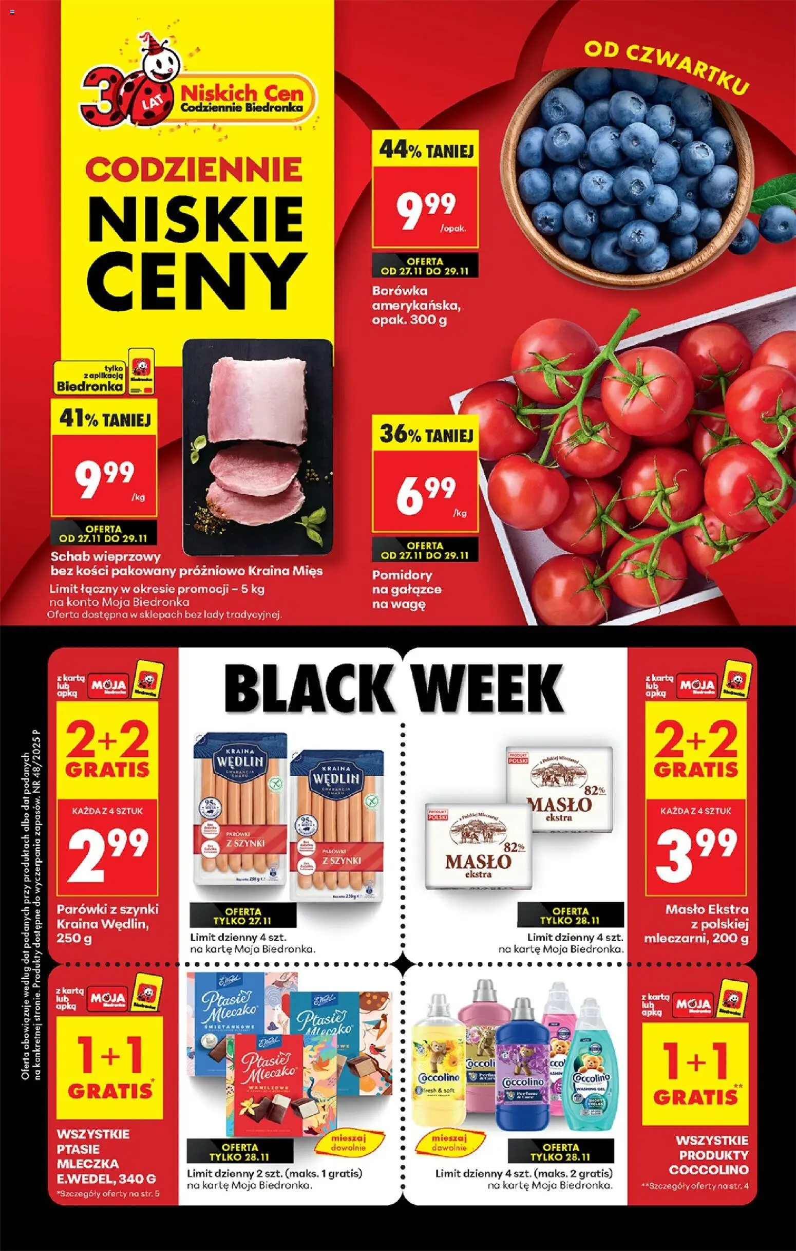 Biedronka Black Friday od 27.11.2025 | Strona: 1 | Produkty: Schab, Schab wieprzowy, Schab wieprzowy bez kości, Parówki z szynki