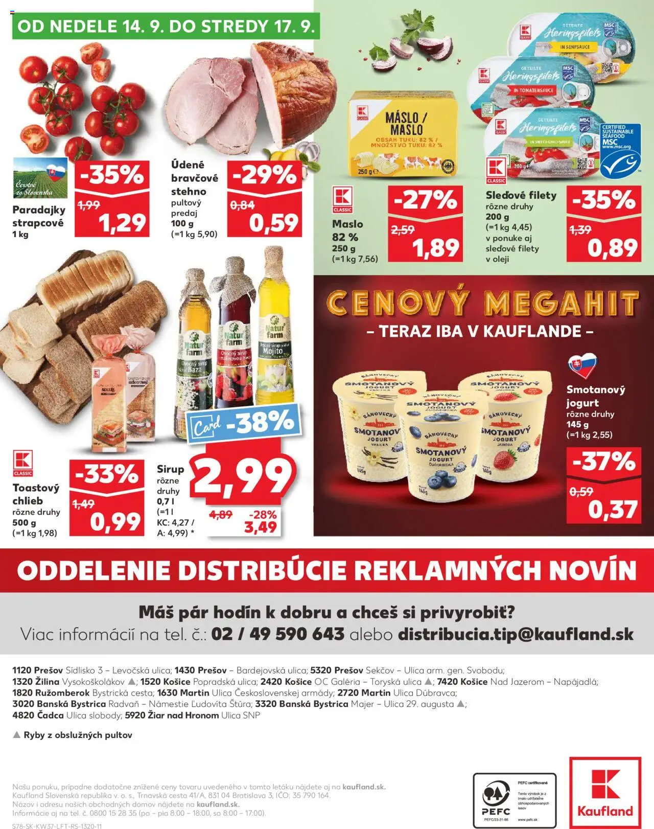 Nové Kaufland akcie – leták je platný od 11.09.2025 | Strana: 78 | Produkty: Maslo, Jogurt, Chlieb, Ryby