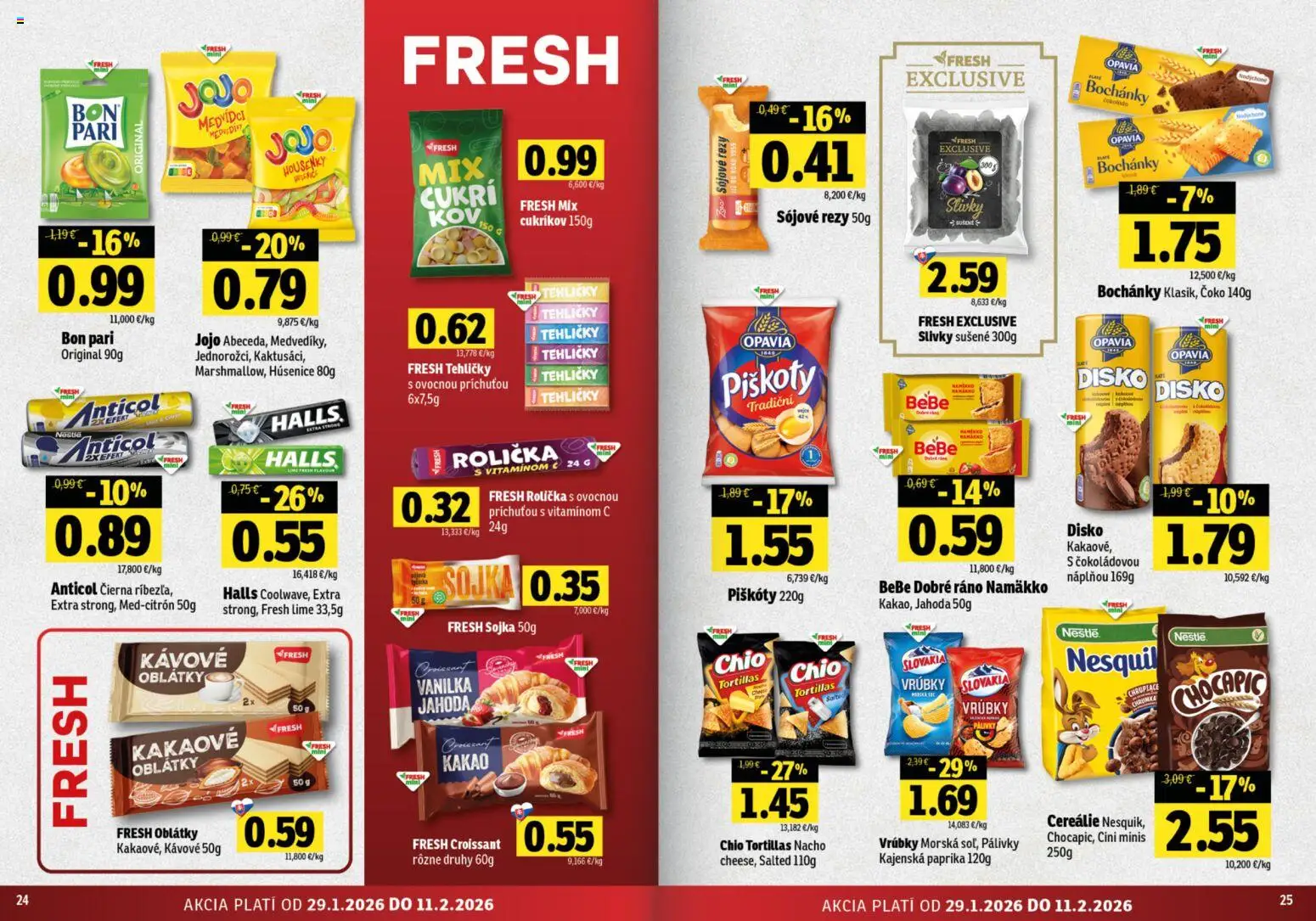 Nové Fresh akcie – leták je platný od 29.01.2026 | Strana: 13 | Produkty: Paprika, BeBe Dobré ráno, Cini Minis, Kakao